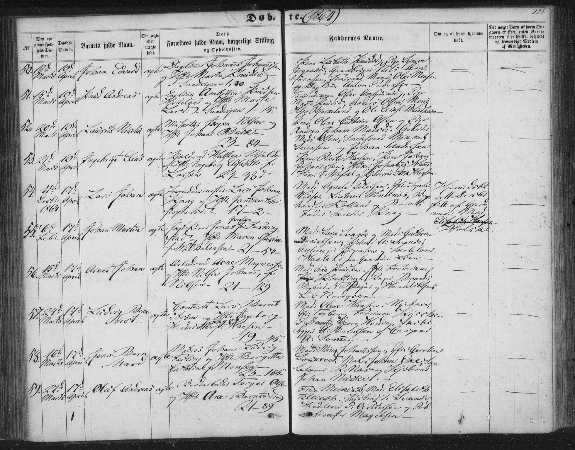 Korskirken sokneprestembete, AV/SAB-A-76101/H/Haa/L0018: Ministerialbok nr. B 4, 1857-1866, s. 125