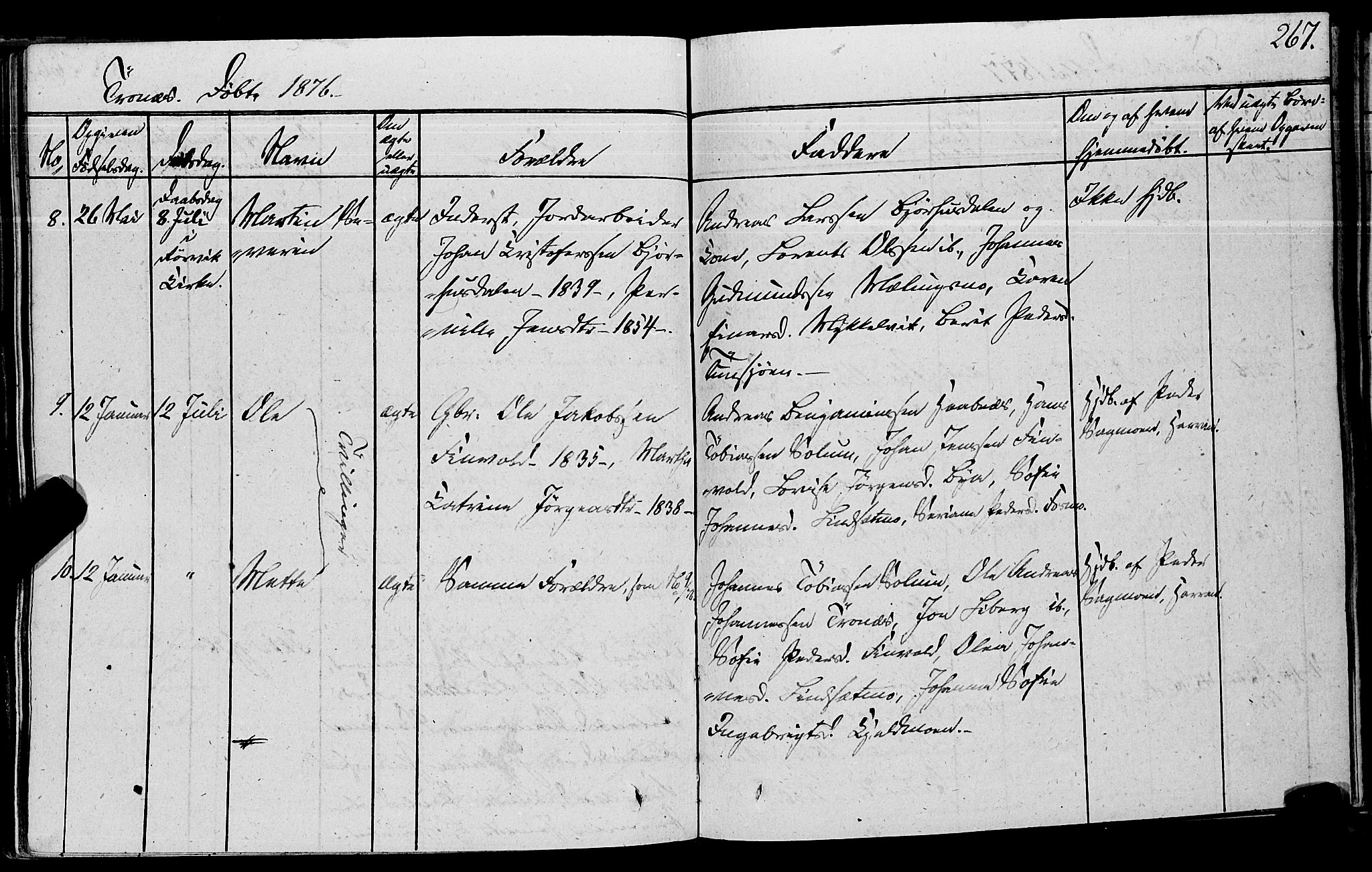 Ministerialprotokoller, klokkerbøker og fødselsregistre - Nord-Trøndelag, AV/SAT-A-1458/762/L0538: Ministerialbok nr. 762A02 /2, 1833-1879, s. 267