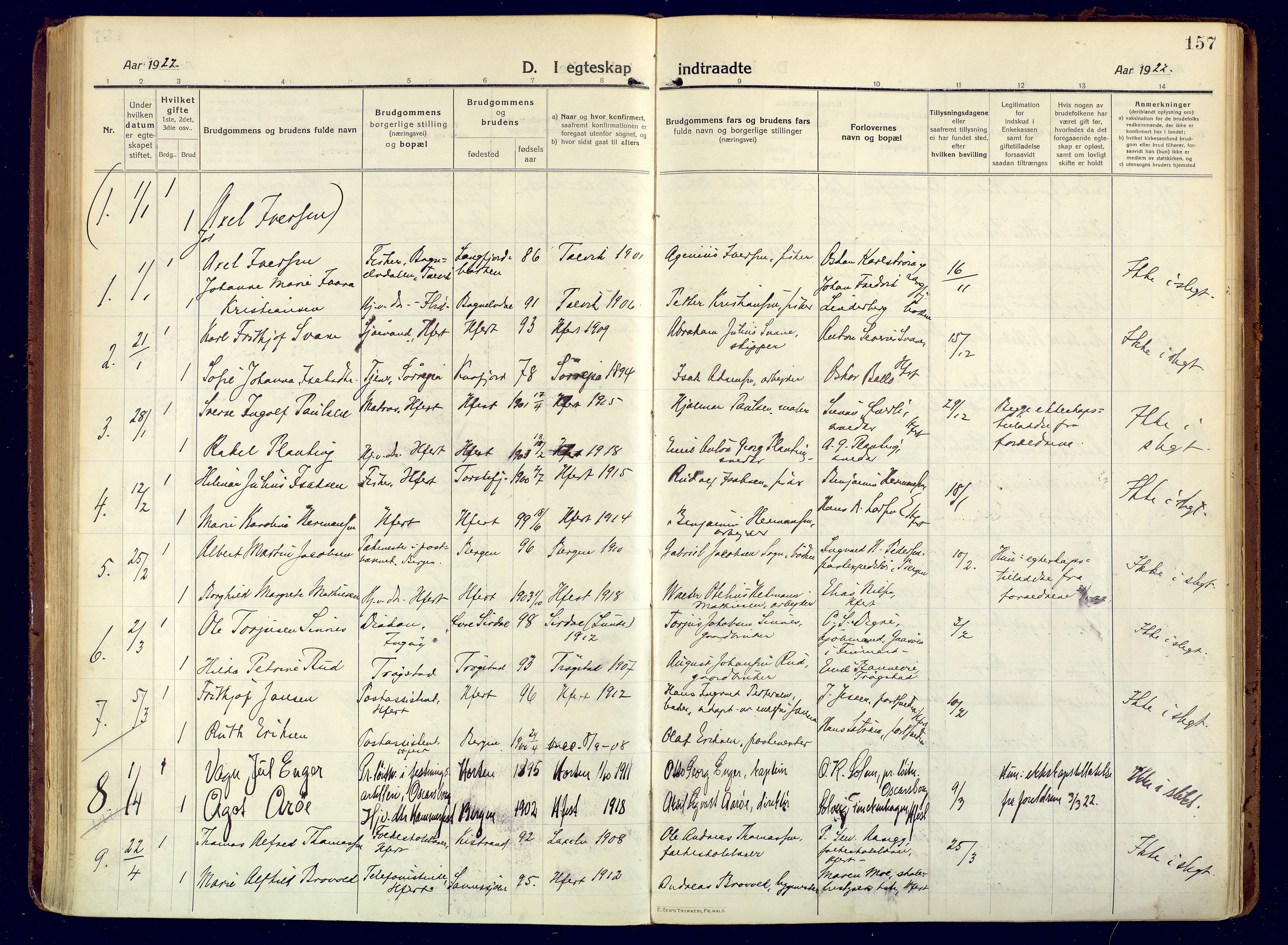 Hammerfest sokneprestkontor, AV/SATØ-S-1347/H/Ha/L0015.kirke: Ministerialbok nr. 15, 1916-1923, s. 157