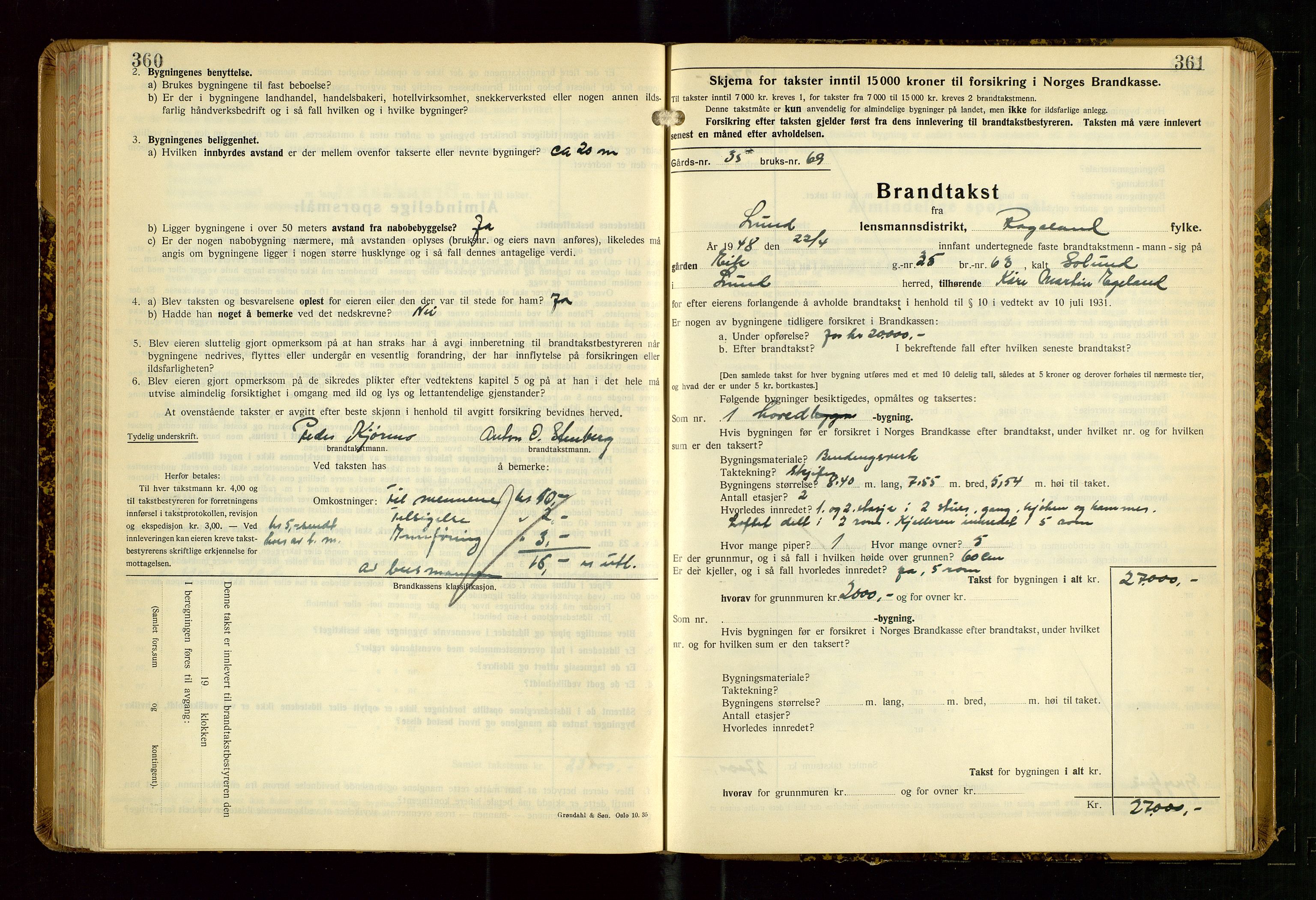 Lund lensmannskontor, AV/SAST-A-100303/Gob/L0006: "Brandtakstprotokoll", 1938-1951, s. 360-361