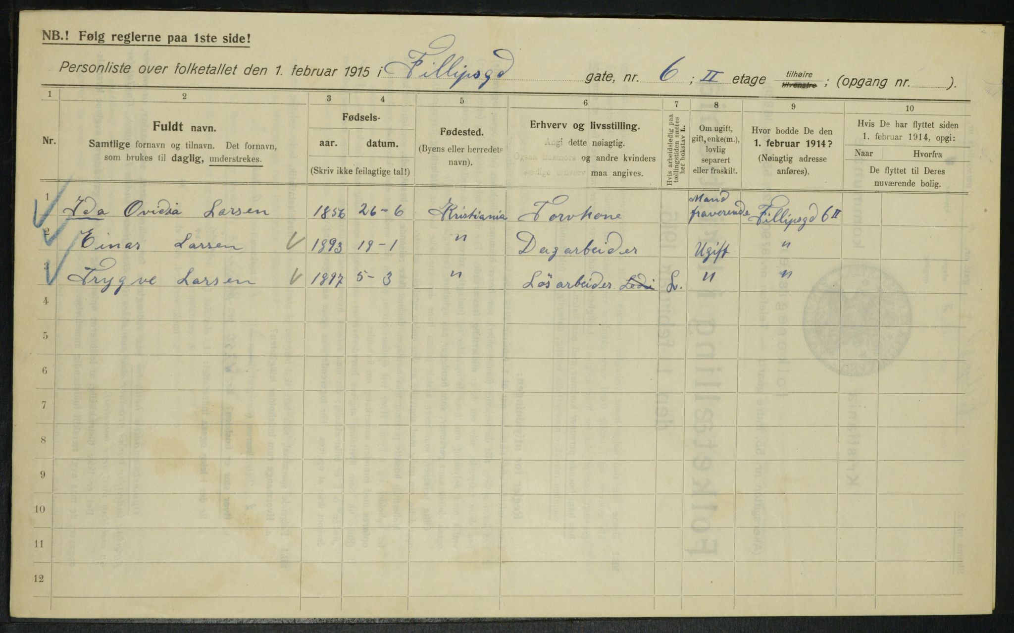 OBA, Kommunal folketelling 1.2.1915 for Kristiania, 1915, s. 23799