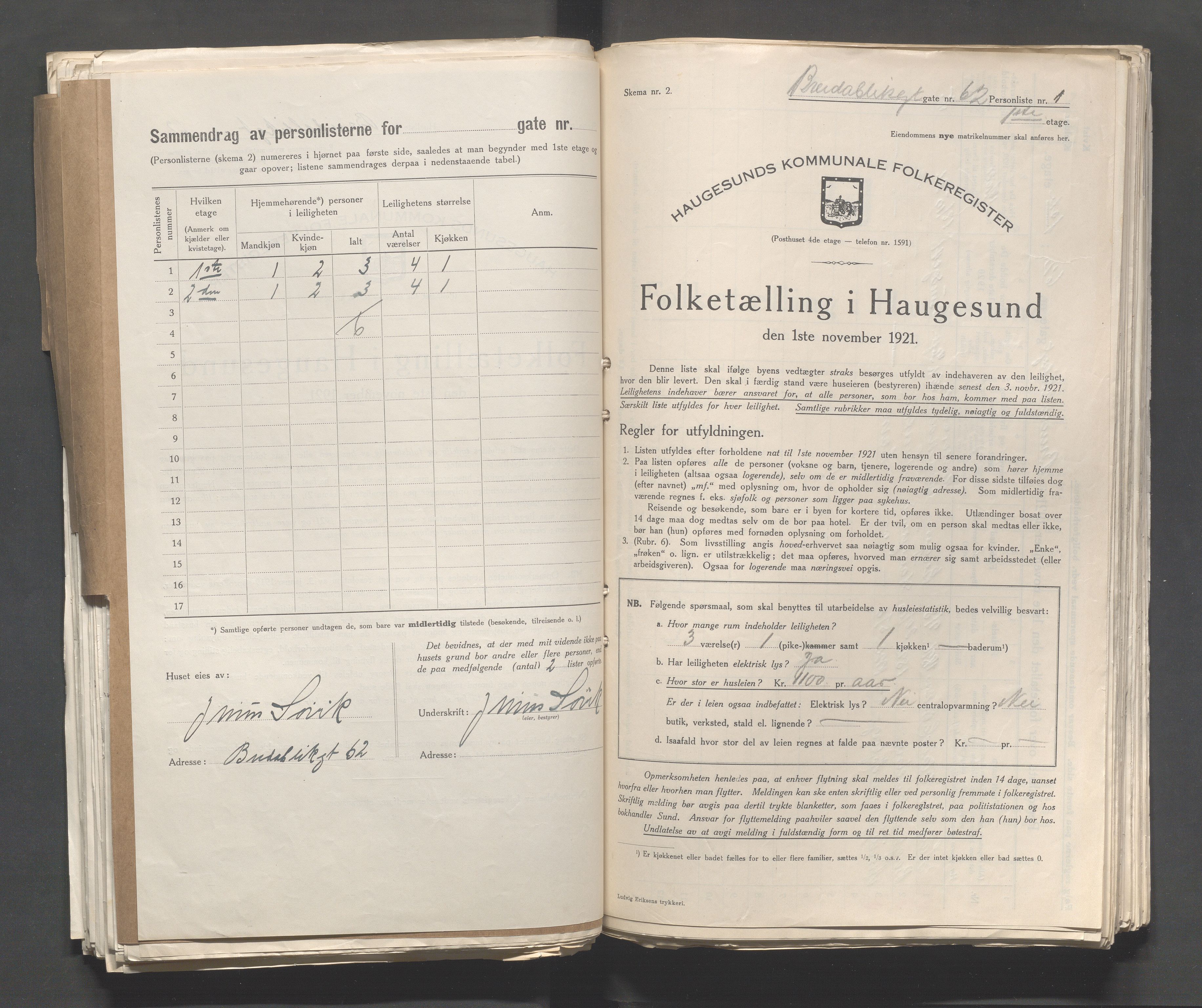 IKAR, Kommunal folketelling 1.11.1921 for Haugesund, 1921, s. 221