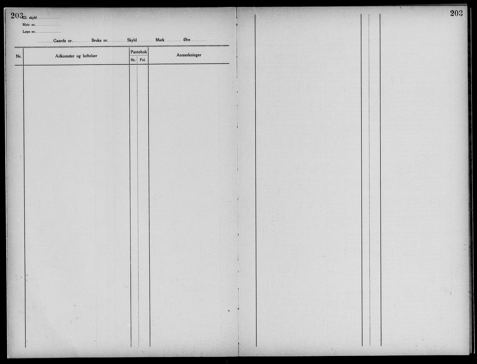 Midhordland sorenskriveri, SAB/A-3001/1/G/Ga/Gab/L0007b: Panteregister nr. II.A.b.7b, s. 203