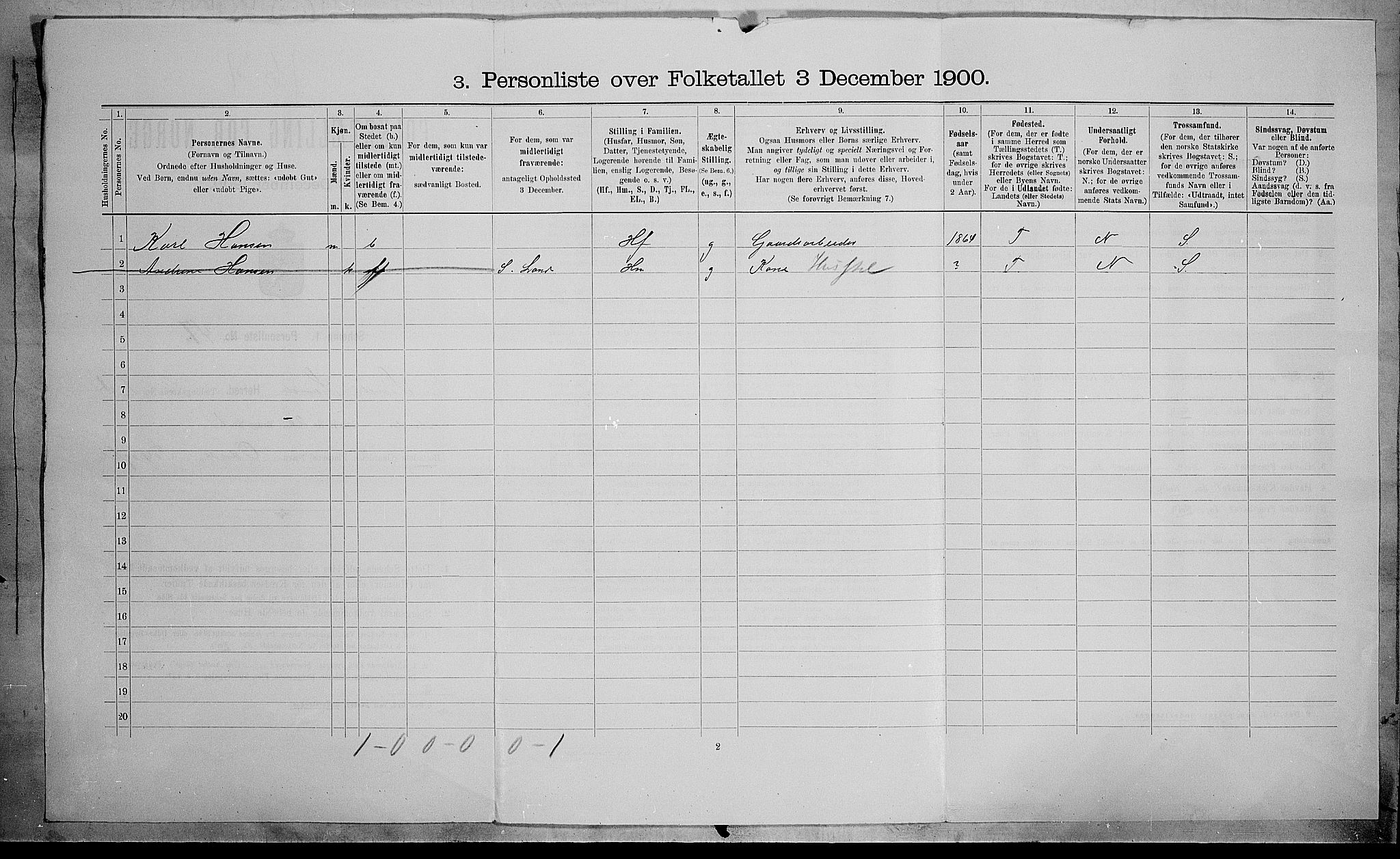 SAH, Folketelling 1900 for 0536 Søndre Land herred, 1900, s. 226