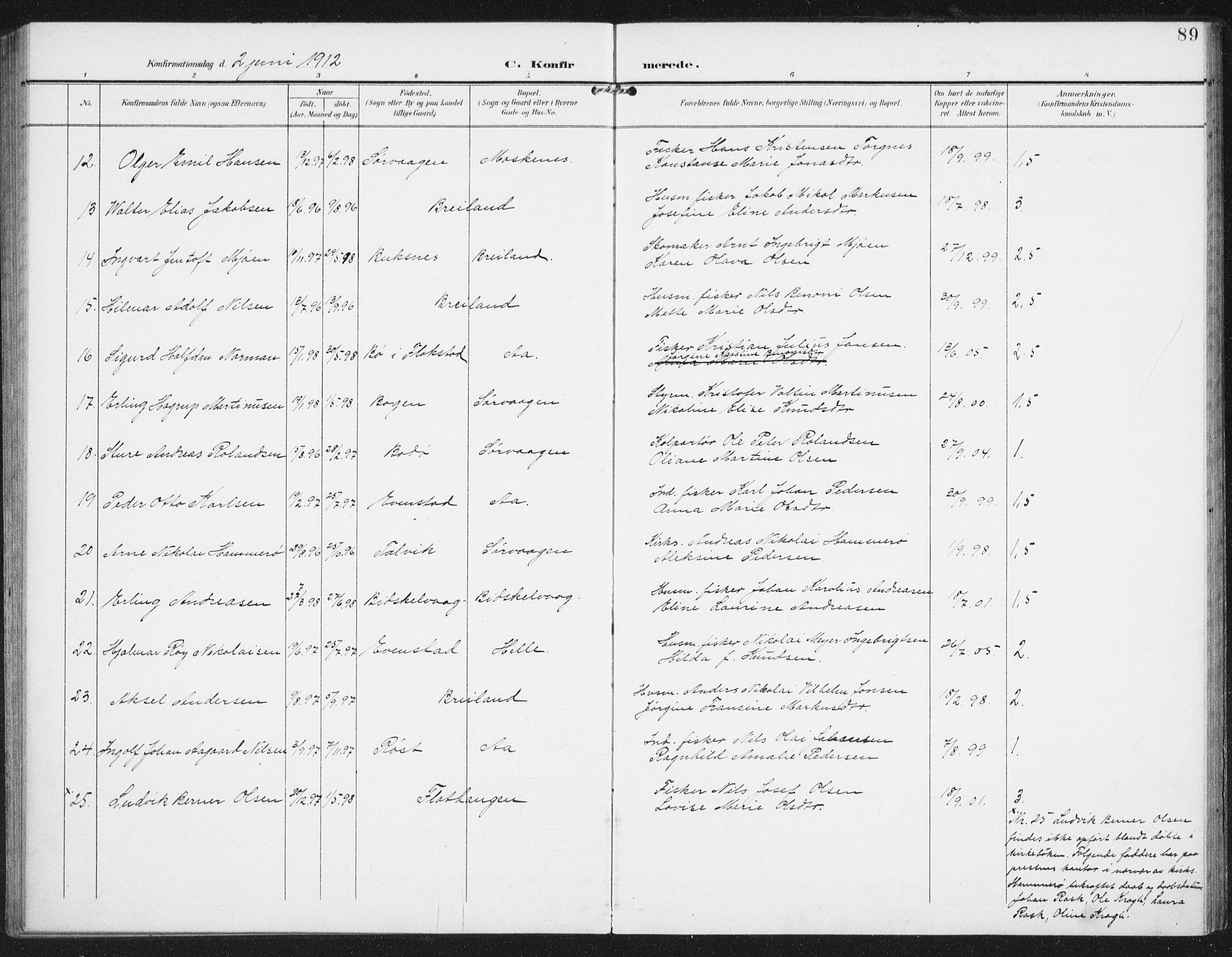 Ministerialprotokoller, klokkerbøker og fødselsregistre - Nordland, AV/SAT-A-1459/886/L1221: Ministerialbok nr. 886A03, 1903-1913, s. 89