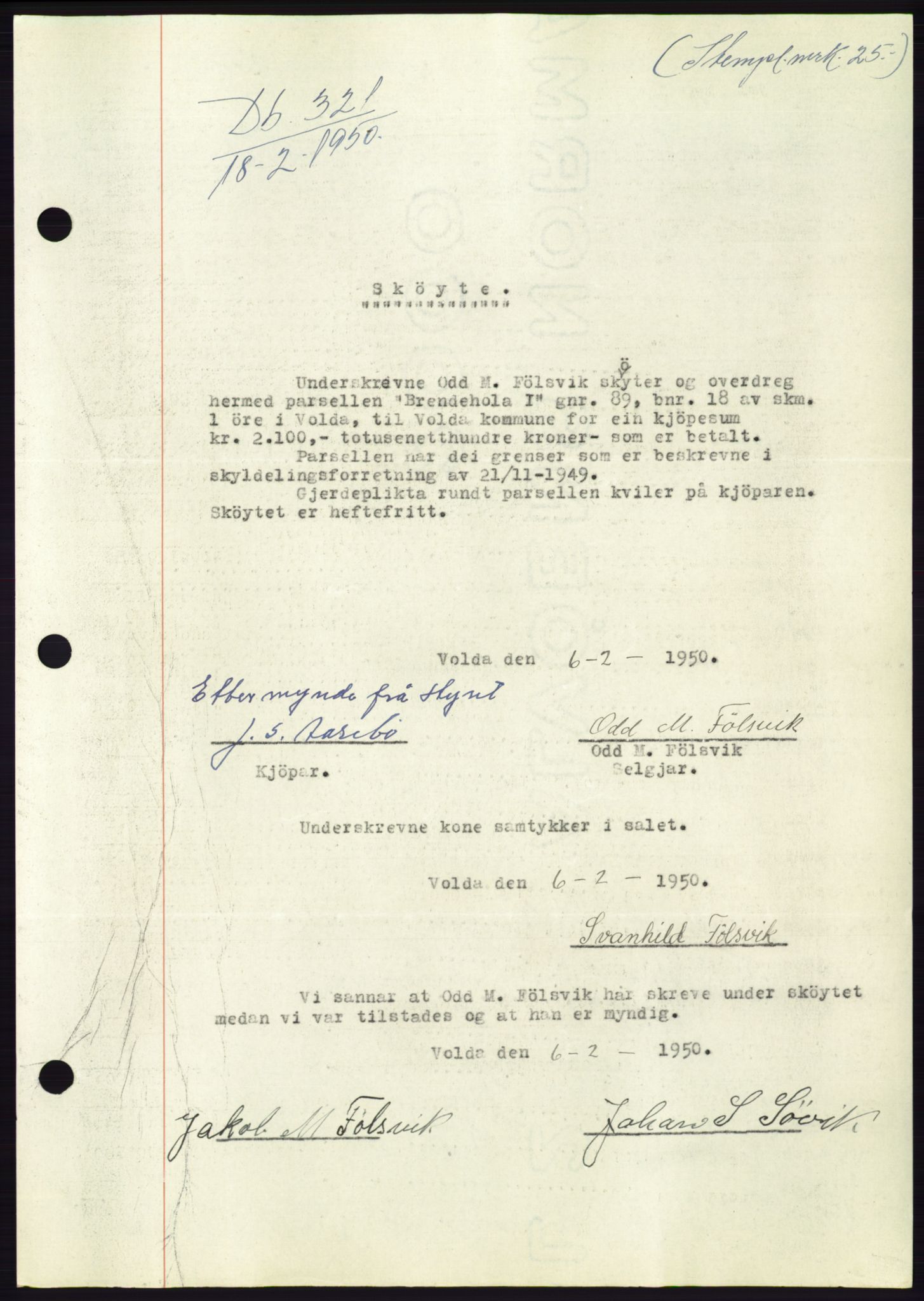 Søre Sunnmøre sorenskriveri, AV/SAT-A-4122/1/2/2C/L0086: Pantebok nr. 12A, 1949-1950, Dagboknr: 321/1950