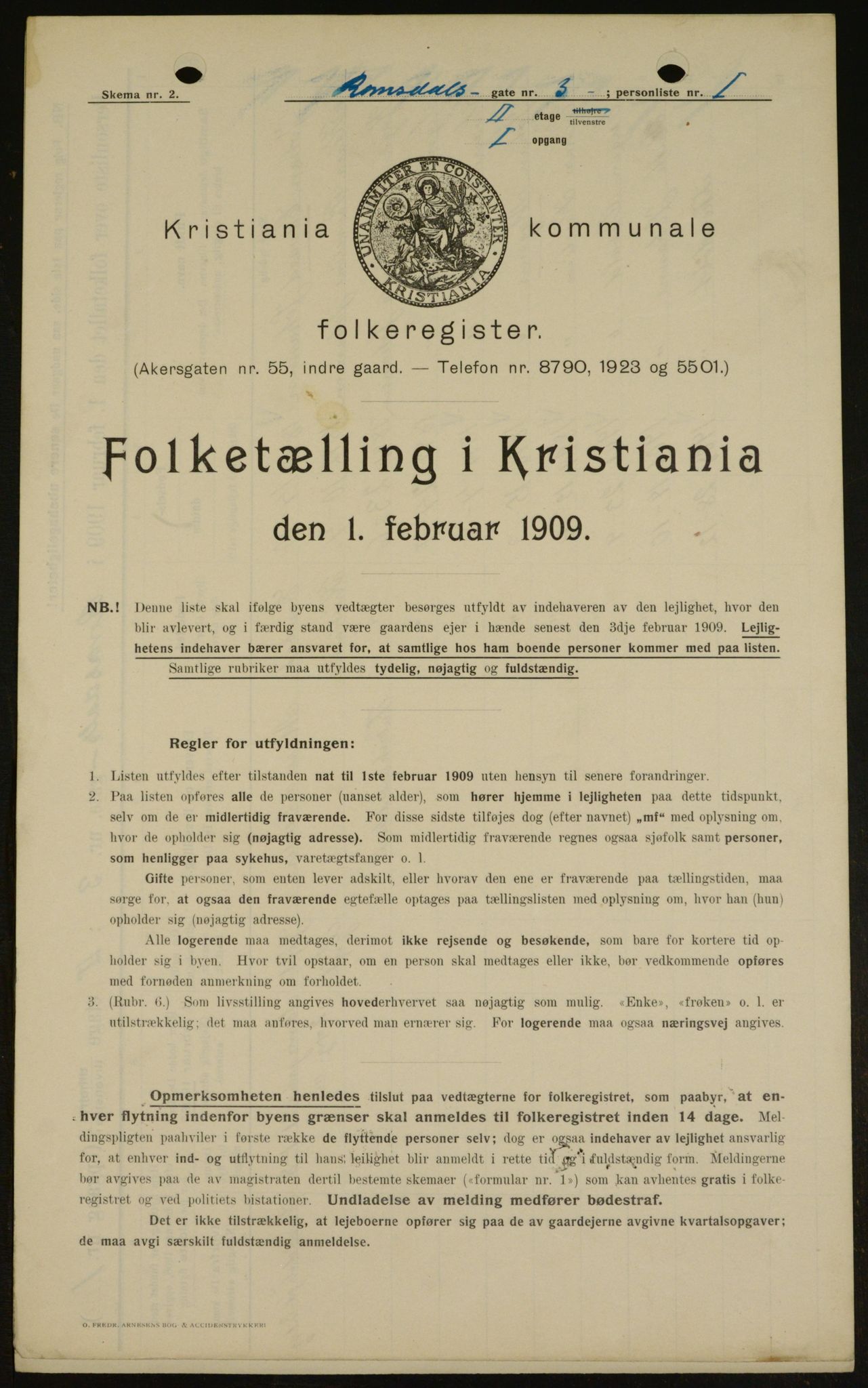 OBA, Kommunal folketelling 1.2.1909 for Kristiania kjøpstad, 1909, s. 75428