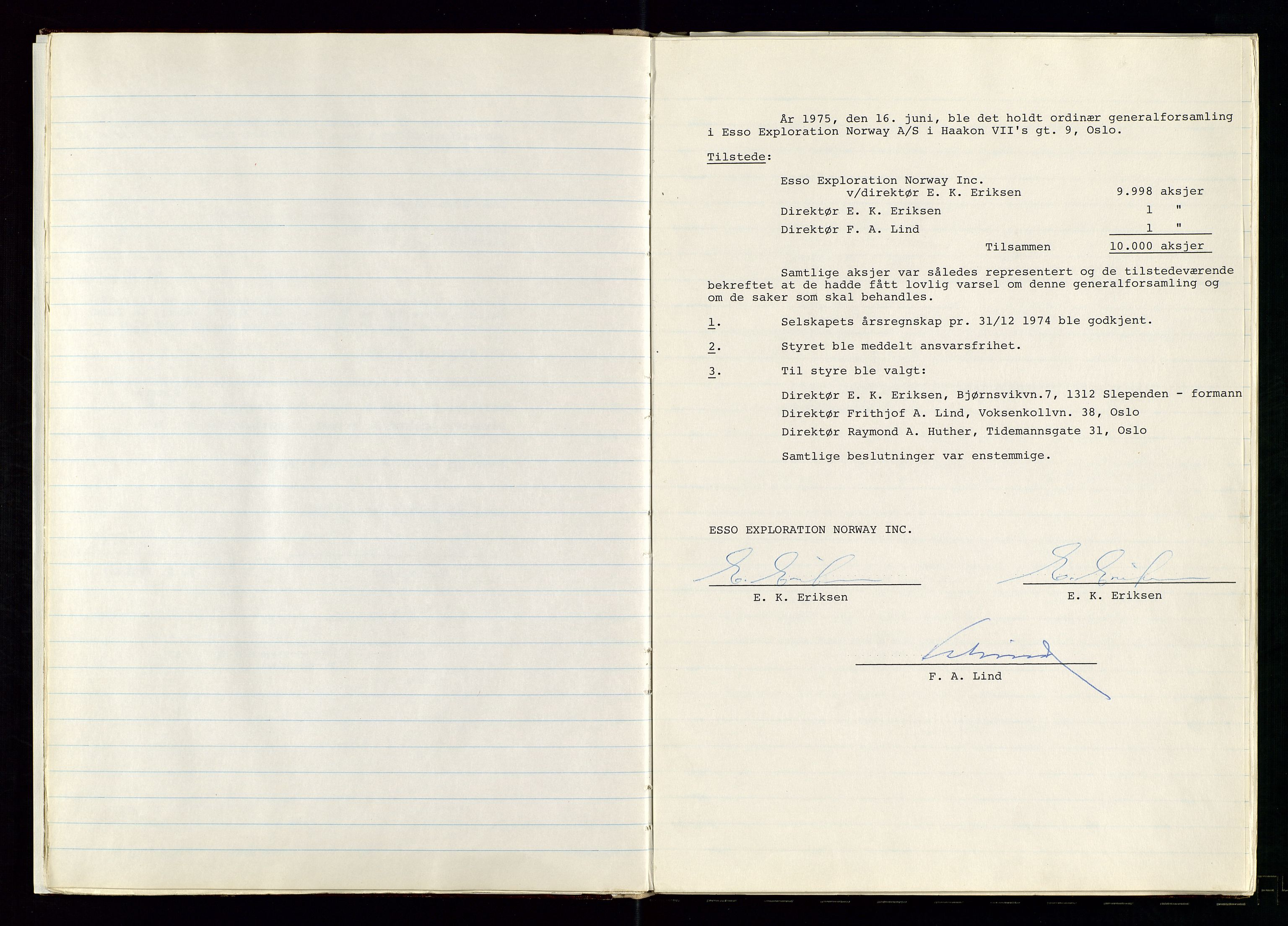 Pa 1512 - Esso Exploration and Production Norway Inc., SAST/A-101917/A/Aa/L0002/0001: Styredokumenter / Generalforsamlingsprotokoll, 1973-1993, s. 11