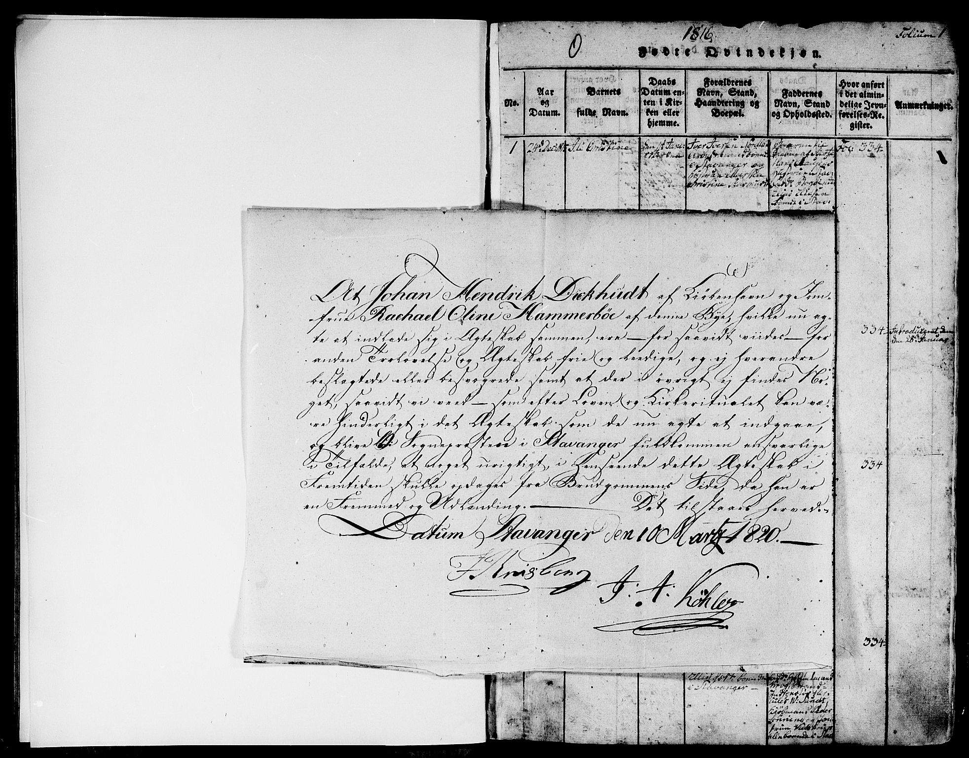 Domkirken sokneprestkontor, SAST/A-101812/001/30/30BA/L0008: Ministerialbok nr. A 8, 1816-1821