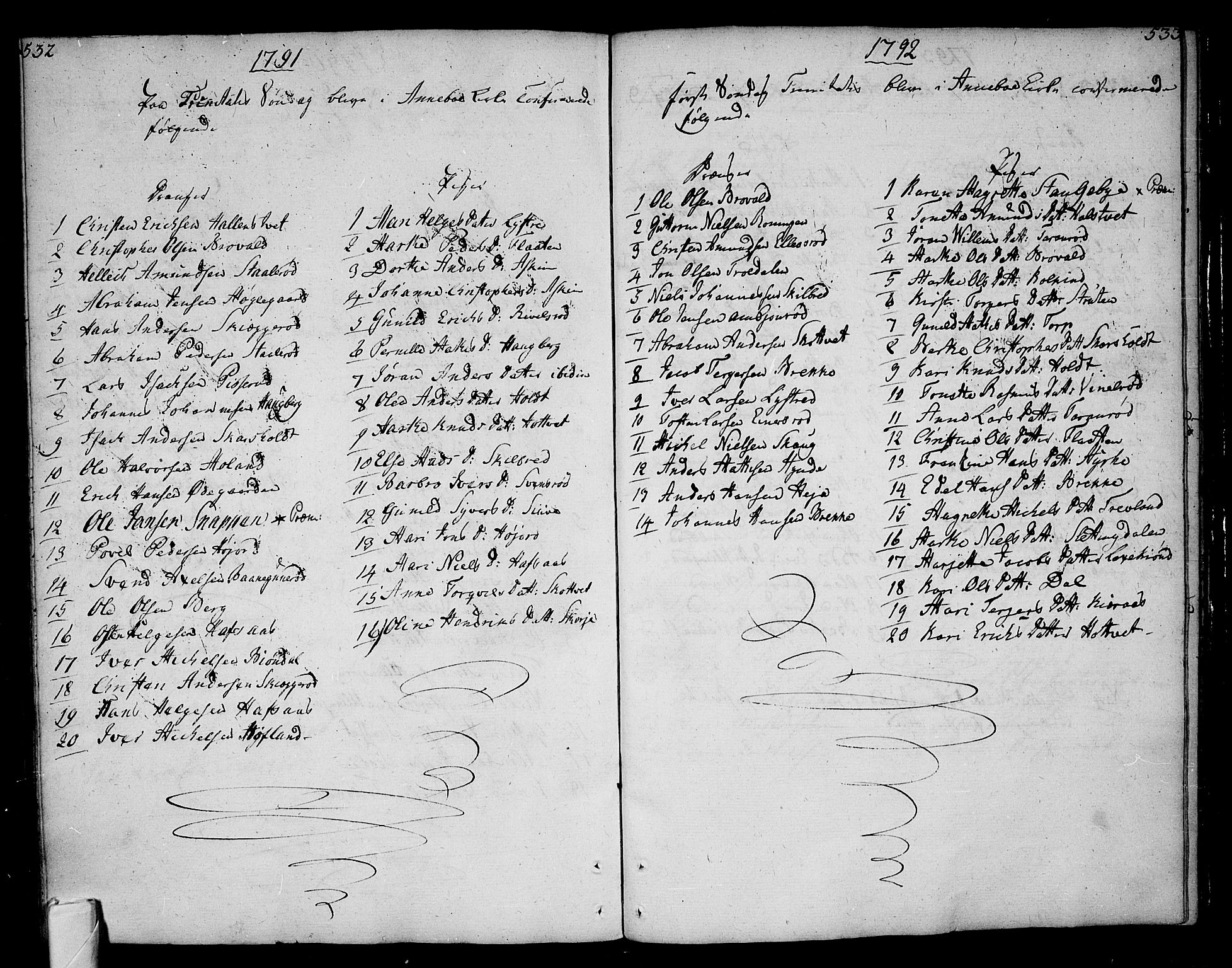 Andebu kirkebøker, AV/SAKO-A-336/F/Fa/L0002: Ministerialbok nr. I 2, 1733-1802, s. 532-533