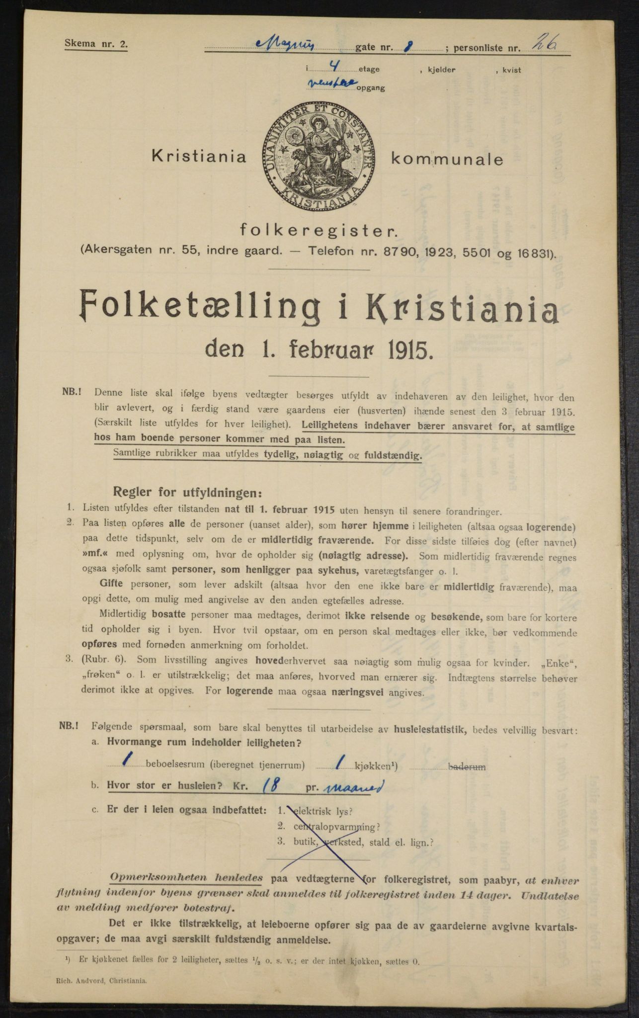 OBA, Kommunal folketelling 1.2.1915 for Kristiania, 1915, s. 58974