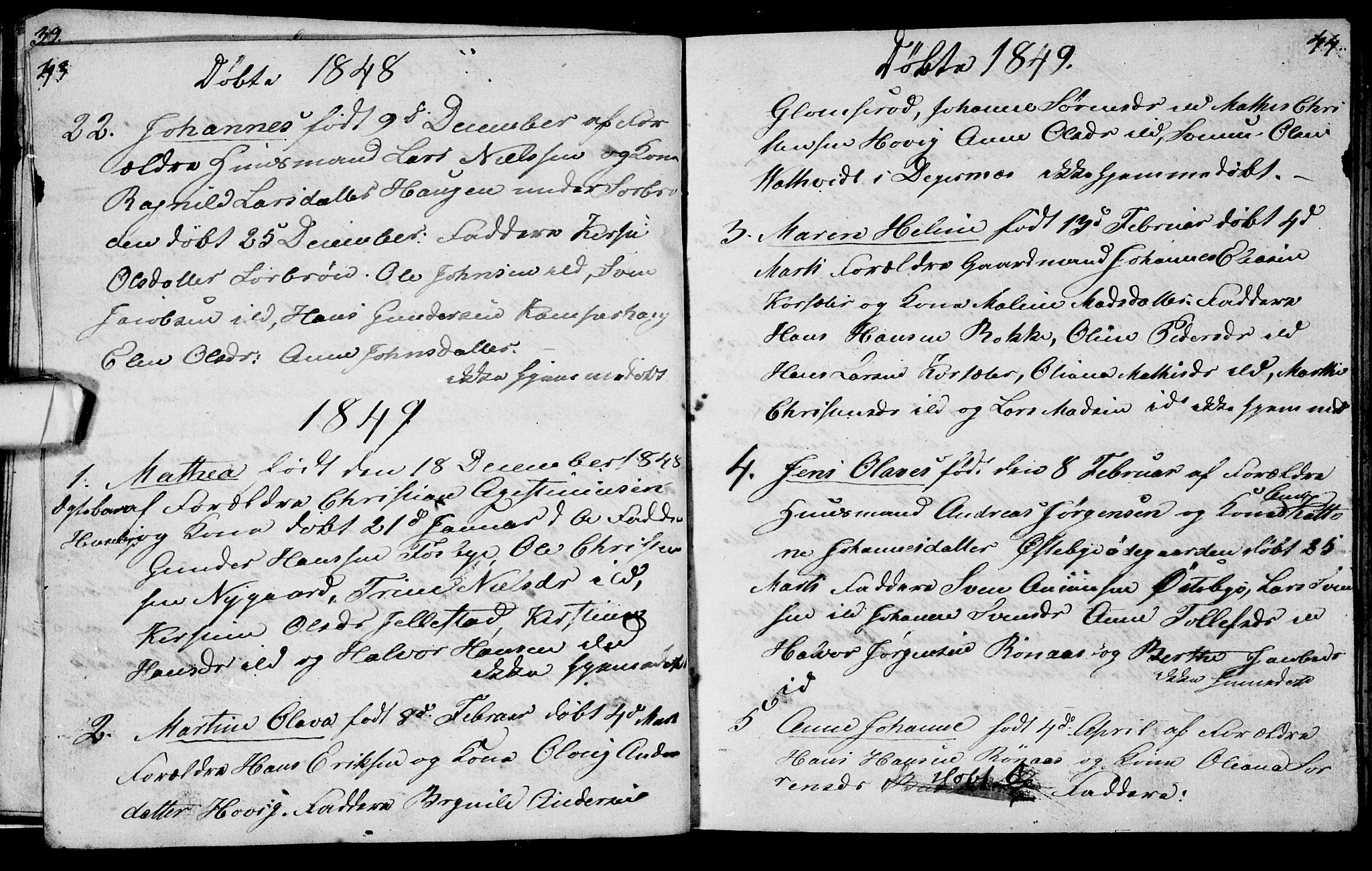 Berg prestekontor Kirkebøker, SAO/A-10902/G/Gc/L0001: Klokkerbok nr. III 1, 1844-1855, s. 43-44