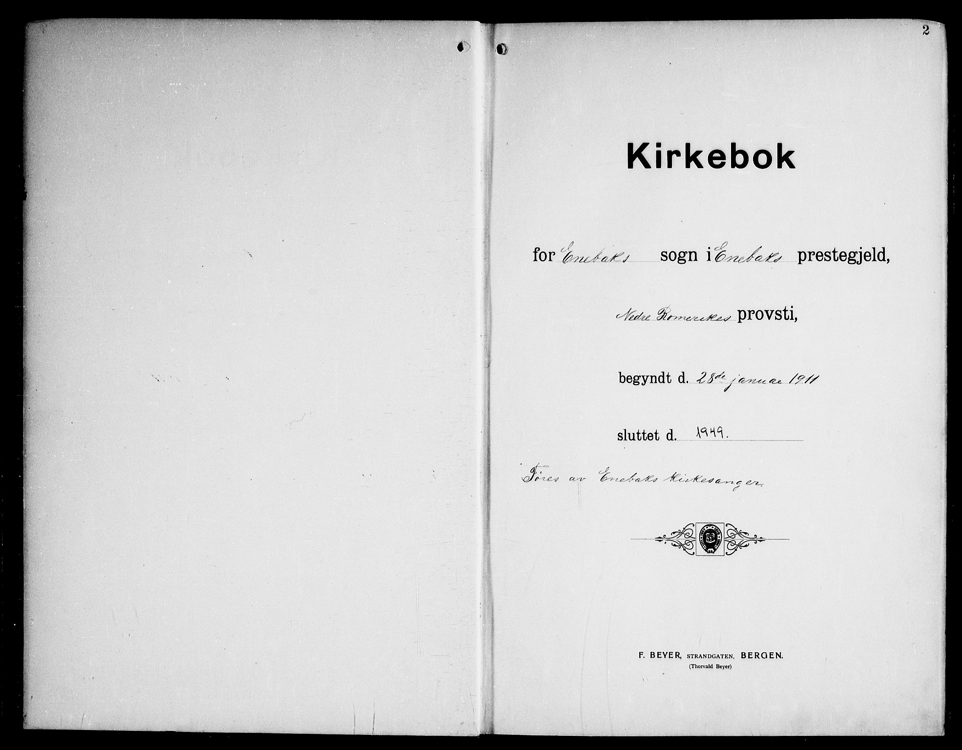 Enebakk prestekontor Kirkebøker, AV/SAO-A-10171c/G/Ga/L0007: Klokkerbok nr. I 7, 1911-1949, s. 2