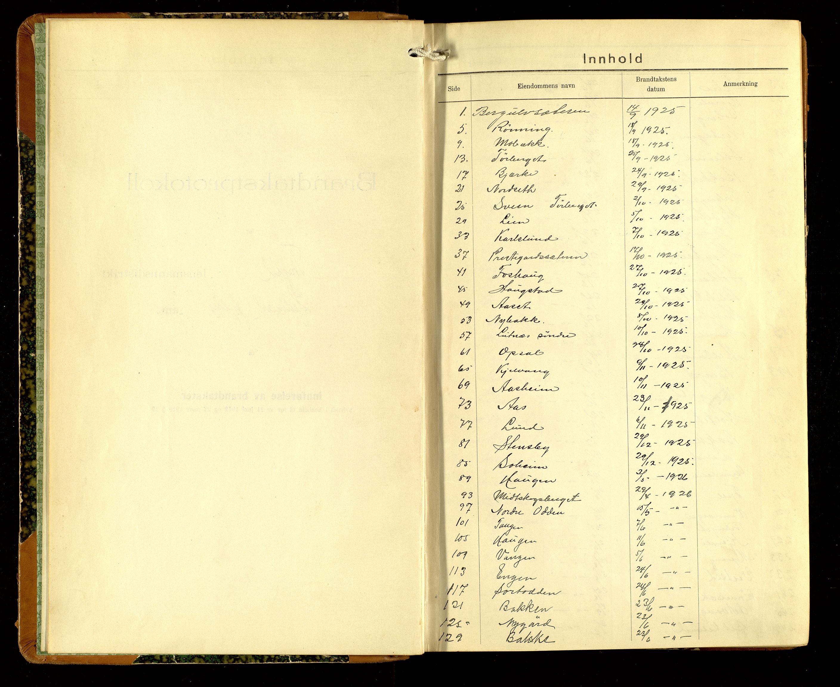 Norges Brannkasse, Trysil, AV/SAH-NBRANT-021/F/L0020: Branntakstprotokoll, 1925-1927