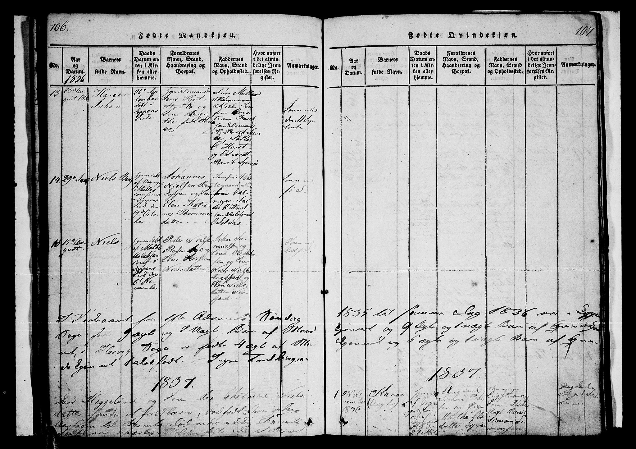 Loppa sokneprestkontor, SATØ/S-1339/H/Ha/L0003kirke: Ministerialbok nr. 3, 1820-1848, s. 106-107