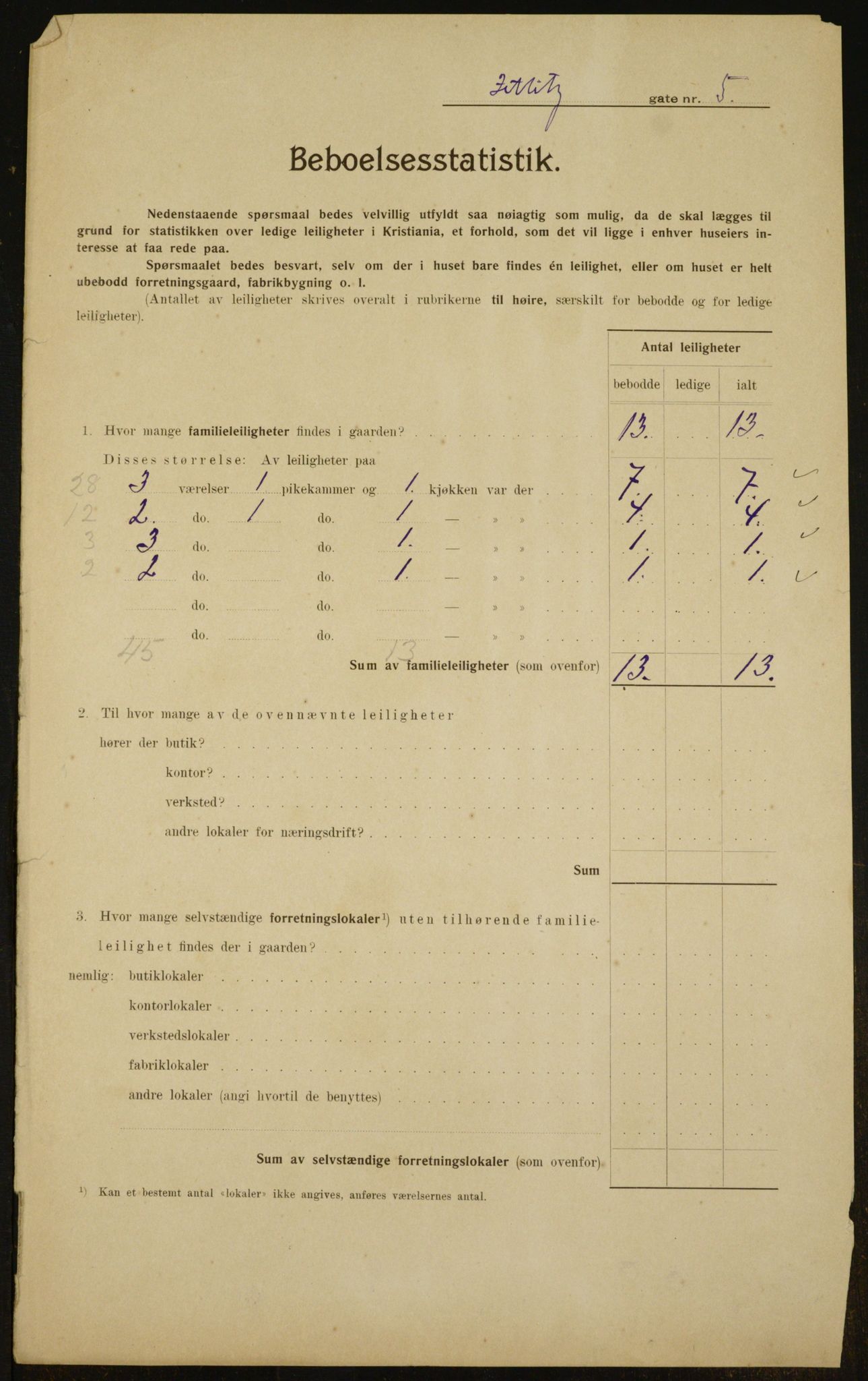 OBA, Kommunal folketelling 1.2.1910 for Kristiania, 1910, s. 122028