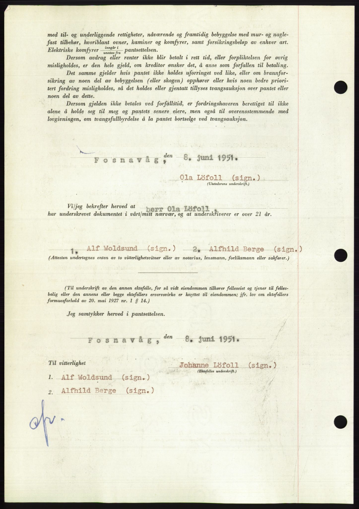 Søre Sunnmøre sorenskriveri, AV/SAT-A-4122/1/2/2C/L0120: Pantebok nr. 8B, 1951-1951, Dagboknr: 1046/1951