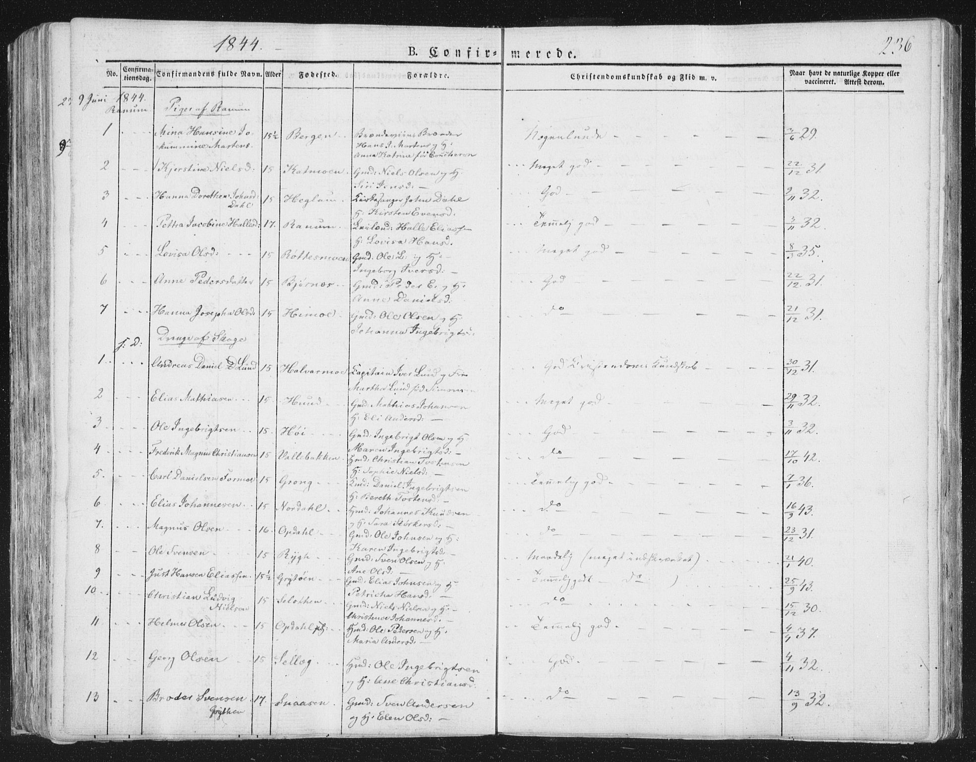 Ministerialprotokoller, klokkerbøker og fødselsregistre - Nord-Trøndelag, SAT/A-1458/764/L0551: Ministerialbok nr. 764A07a, 1824-1864, s. 236