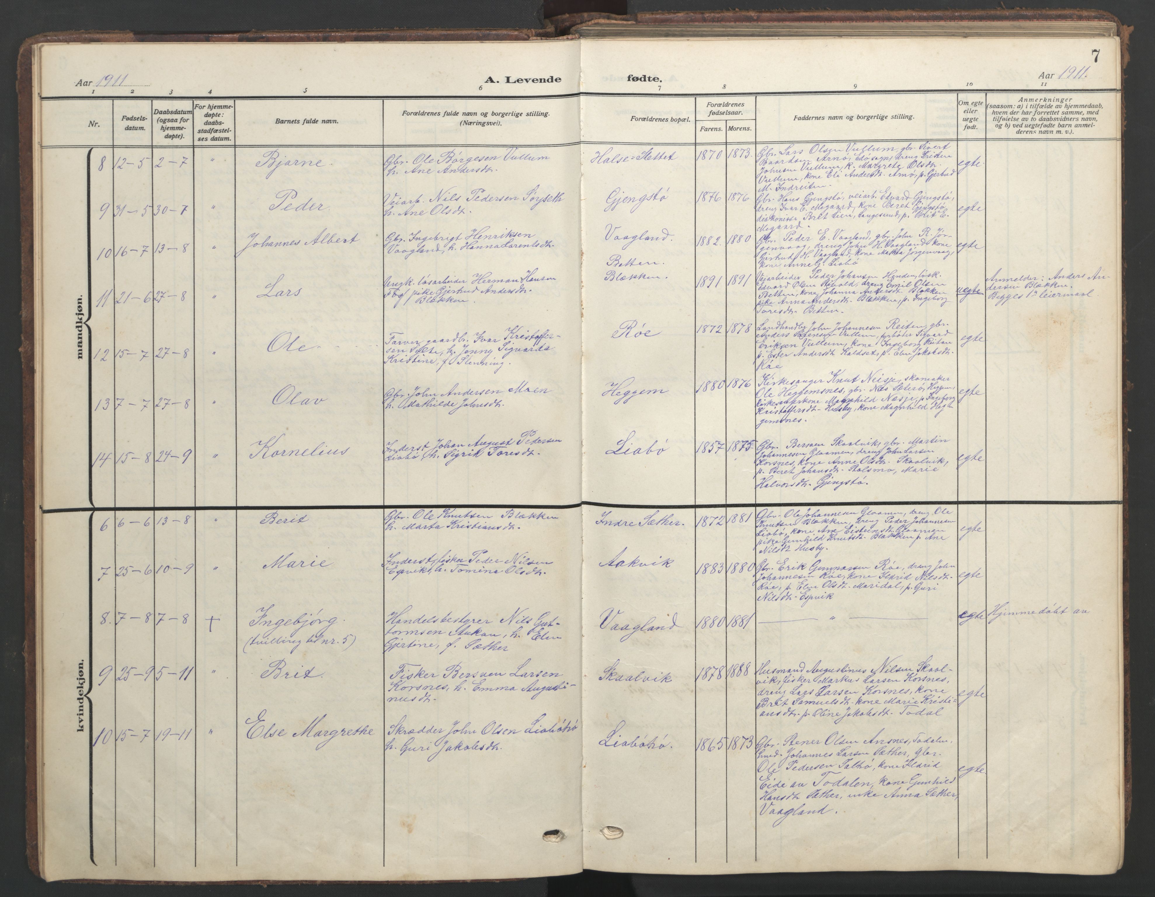 Ministerialprotokoller, klokkerbøker og fødselsregistre - Møre og Romsdal, AV/SAT-A-1454/576/L0891: Klokkerbok nr. 576C02, 1909-1946, s. 7