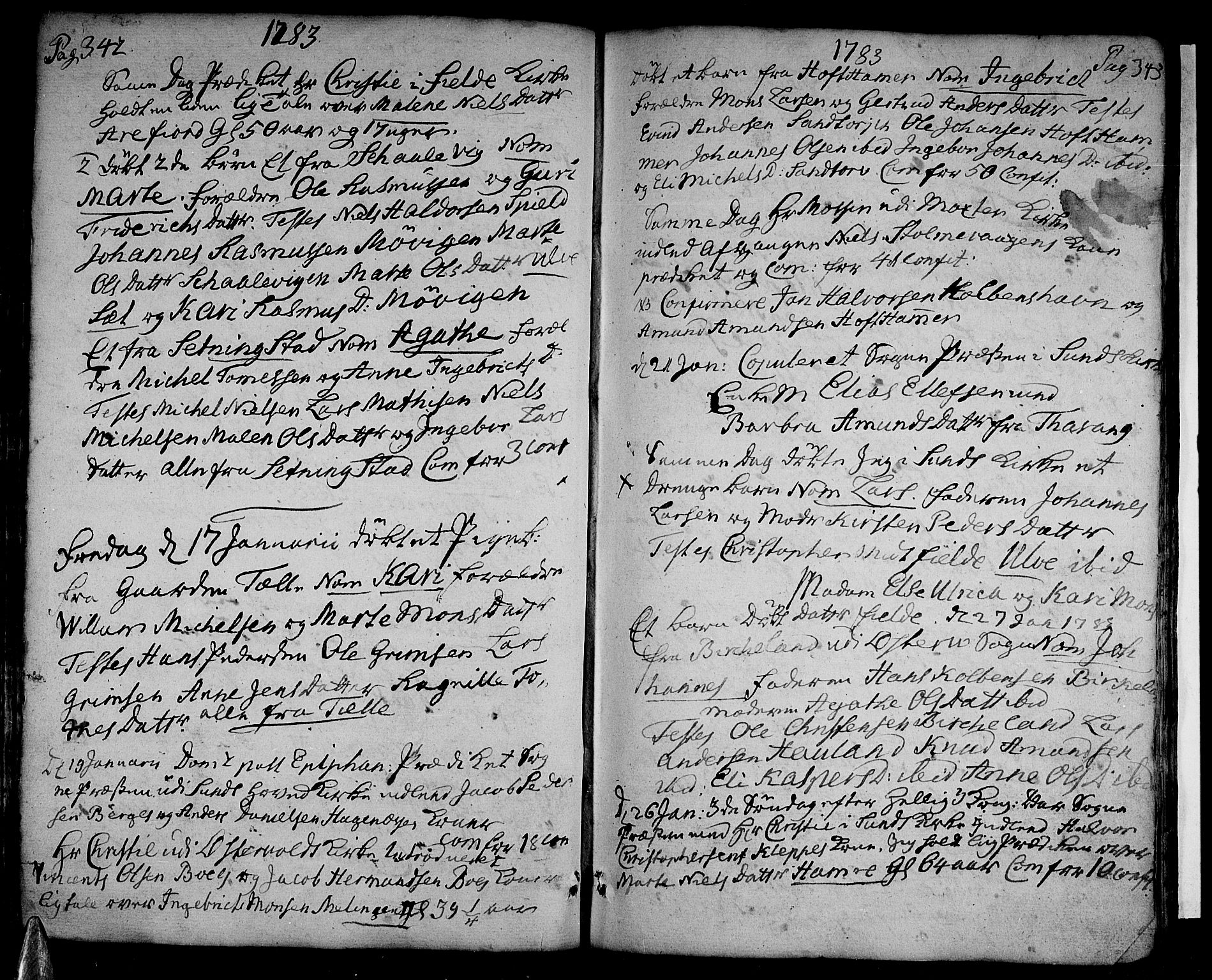 Sund sokneprestembete, AV/SAB-A-99930: Ministerialbok nr. A 5, 1770-1795, s. 342-343