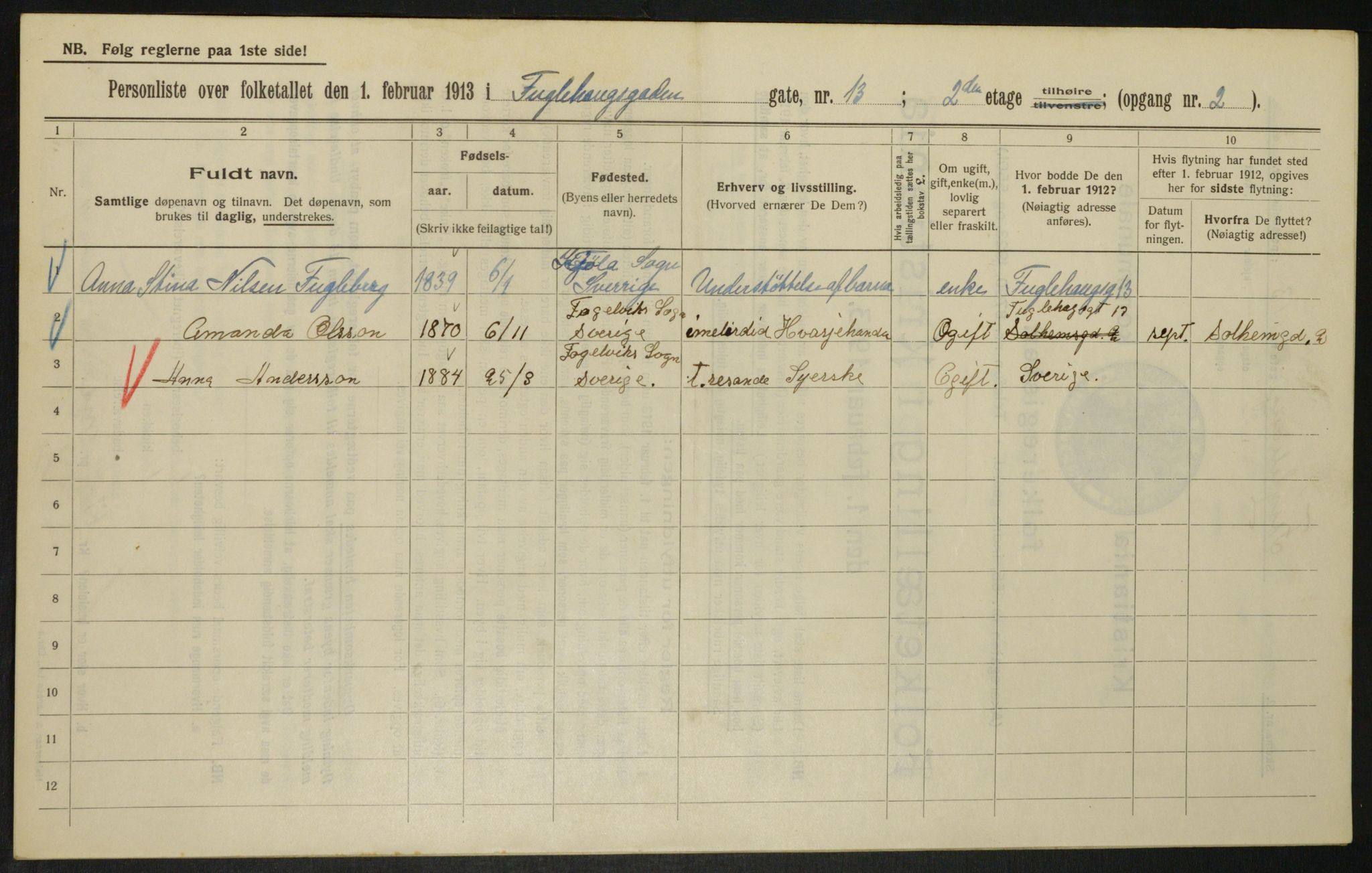 OBA, Kommunal folketelling 1.2.1913 for Kristiania, 1913, s. 28595