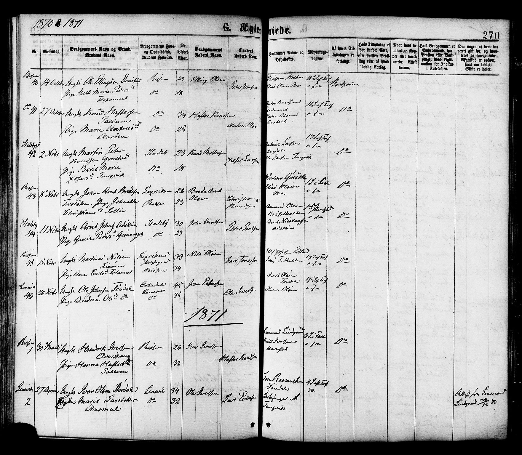 Ministerialprotokoller, klokkerbøker og fødselsregistre - Sør-Trøndelag, AV/SAT-A-1456/646/L0613: Ministerialbok nr. 646A11, 1870-1884, s. 270