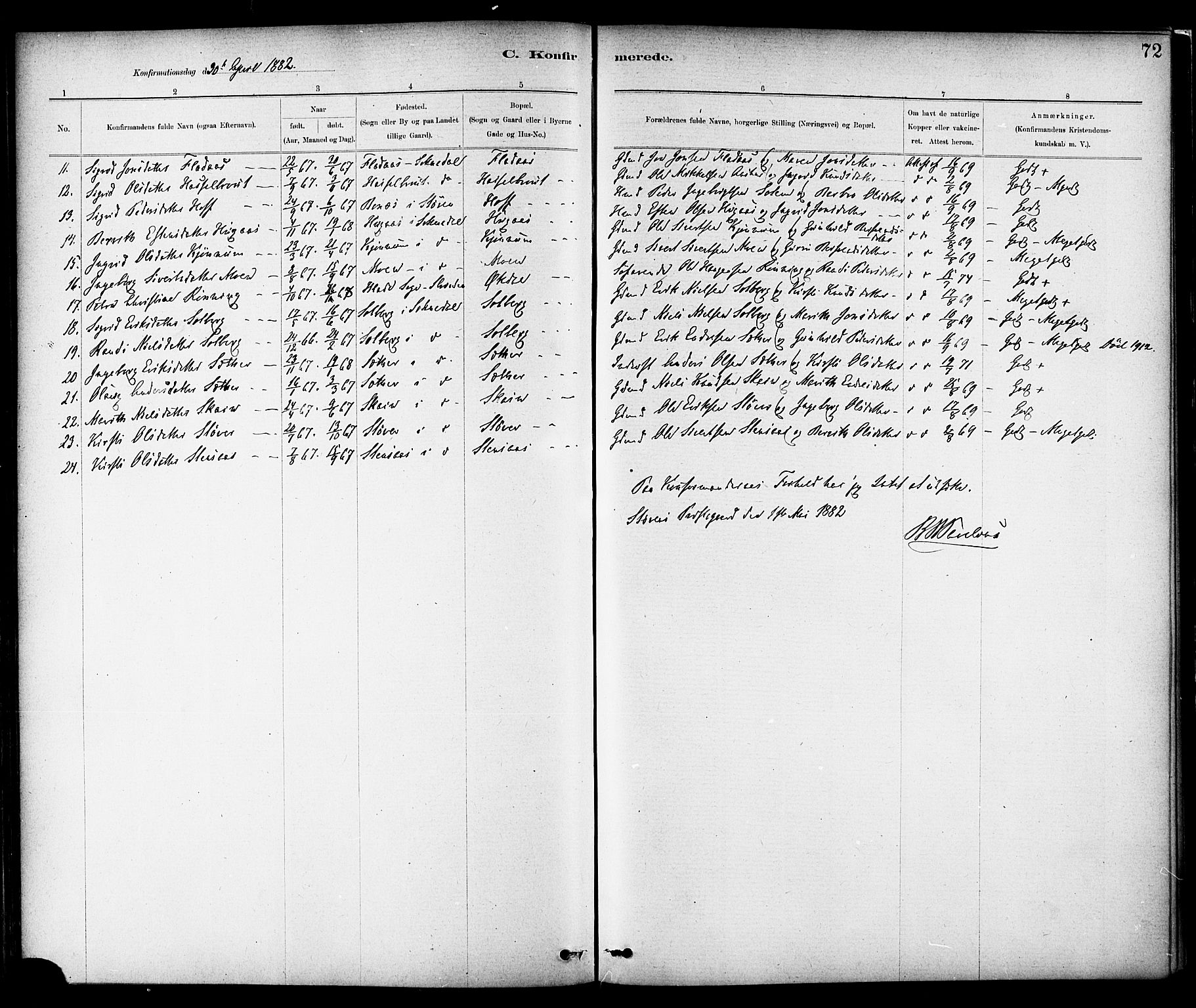 Ministerialprotokoller, klokkerbøker og fødselsregistre - Sør-Trøndelag, AV/SAT-A-1456/689/L1040: Ministerialbok nr. 689A05, 1878-1890, s. 72