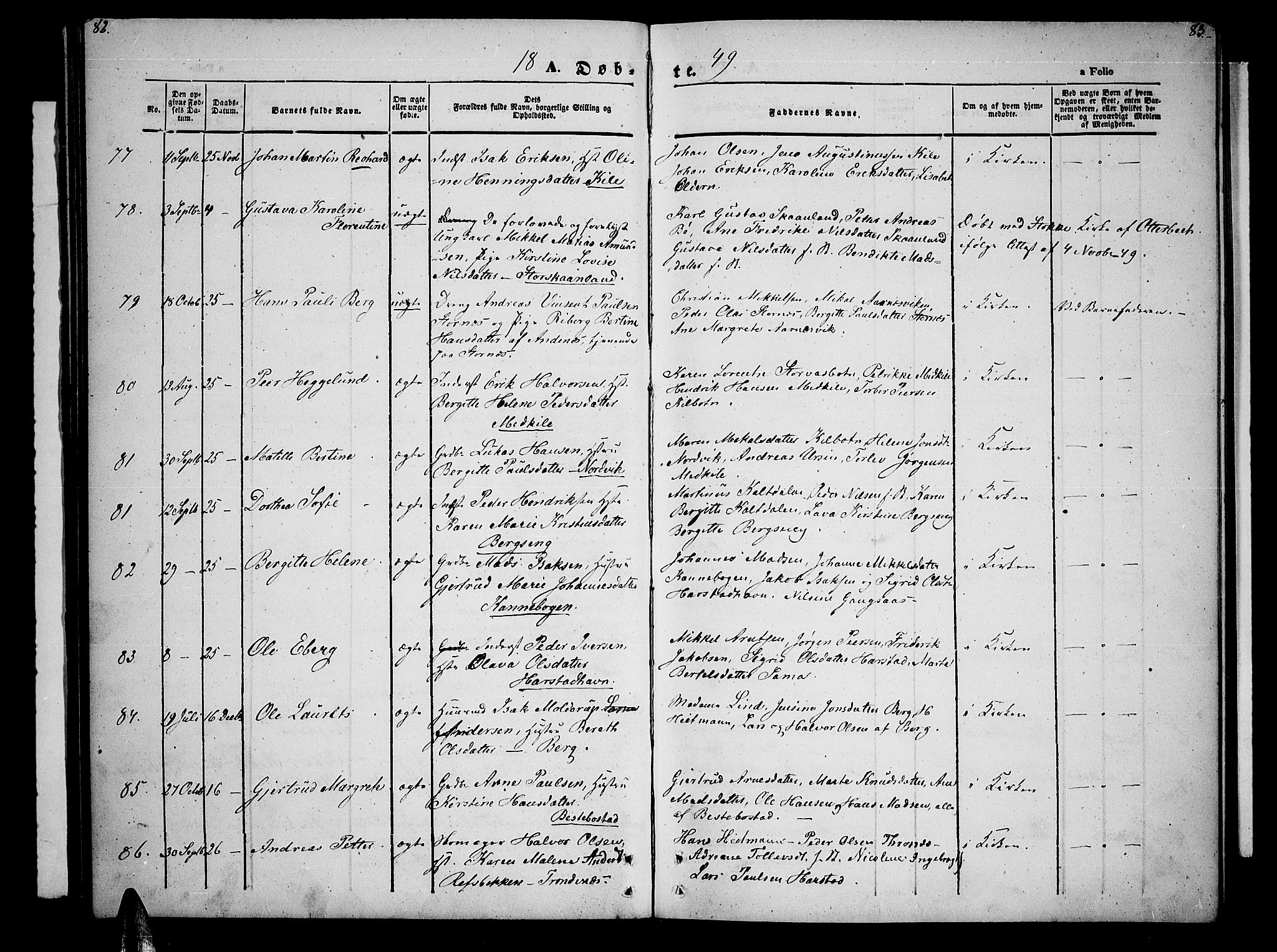 Trondenes sokneprestkontor, AV/SATØ-S-1319/H/Hb/L0006klokker: Klokkerbok nr. 6, 1845-1855, s. 82-83
