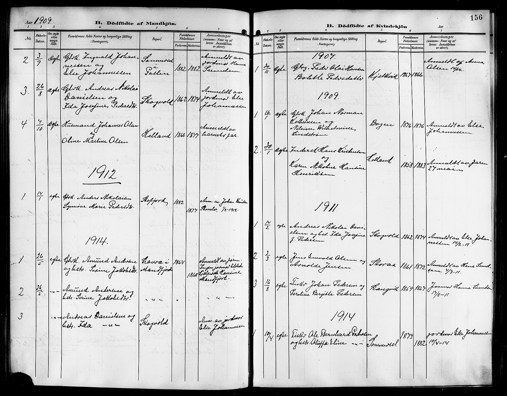 Ministerialprotokoller, klokkerbøker og fødselsregistre - Nordland, SAT/A-1459/861/L0877: Klokkerbok nr. 861C03, 1903-1919, s. 156