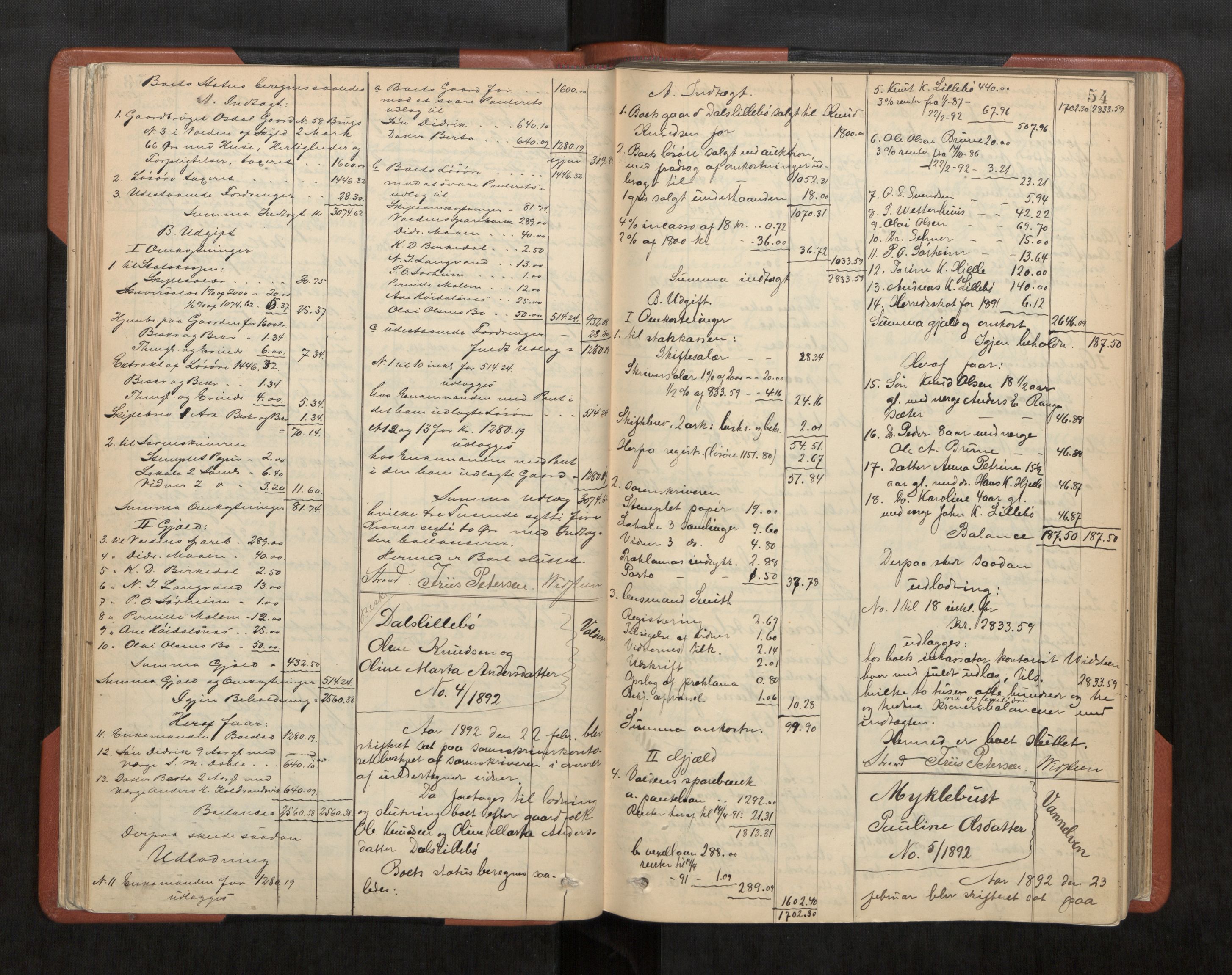Søre Sunnmøre sorenskriveri, AV/SAT-A-4122/1/3/3A/L0019: Skifte- / Skifteutloddings- / Skifteslutningsprotokollar, 1889-1901, s. 54