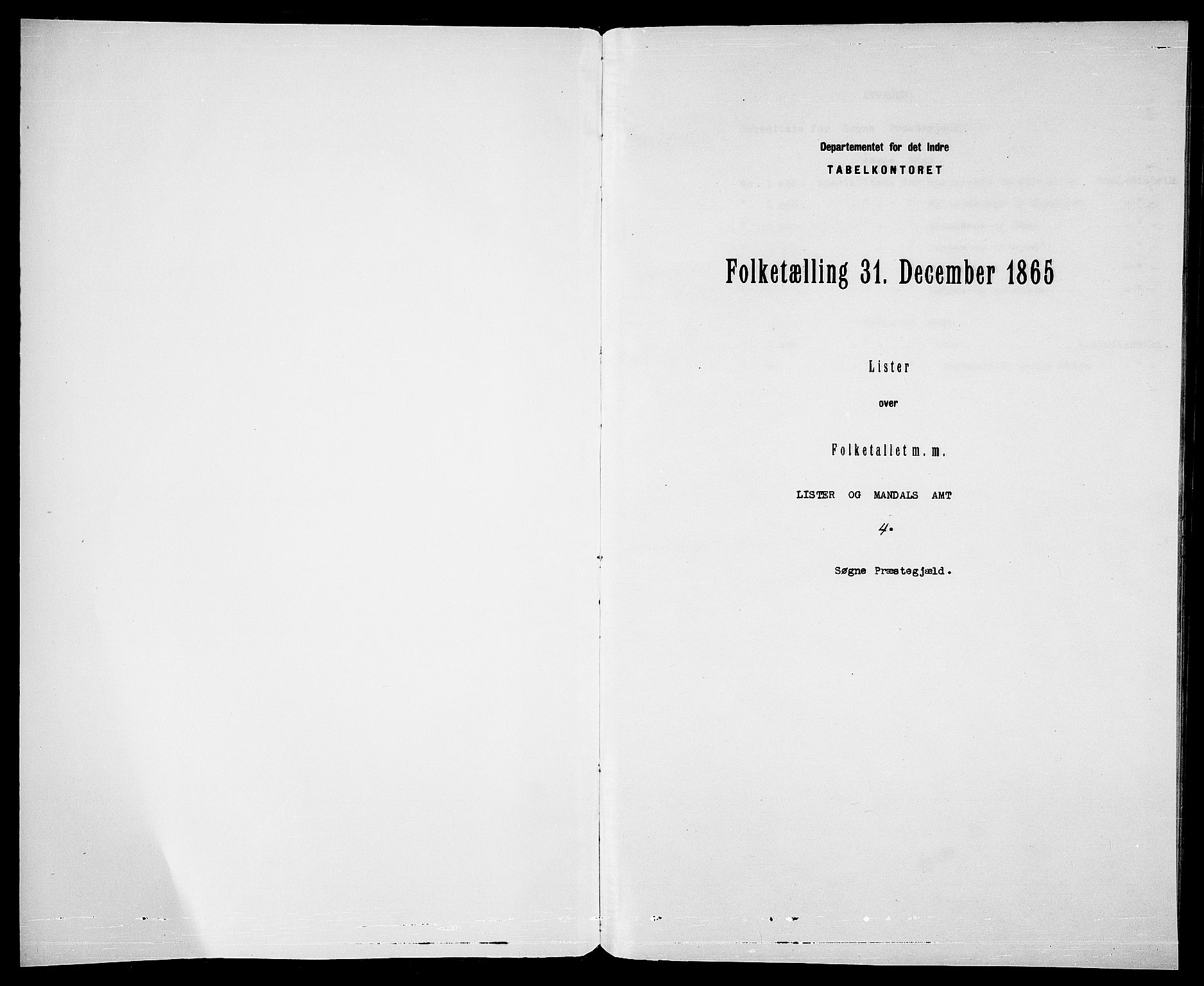RA, Folketelling 1865 for 1018P Søgne prestegjeld, 1865, s. 3