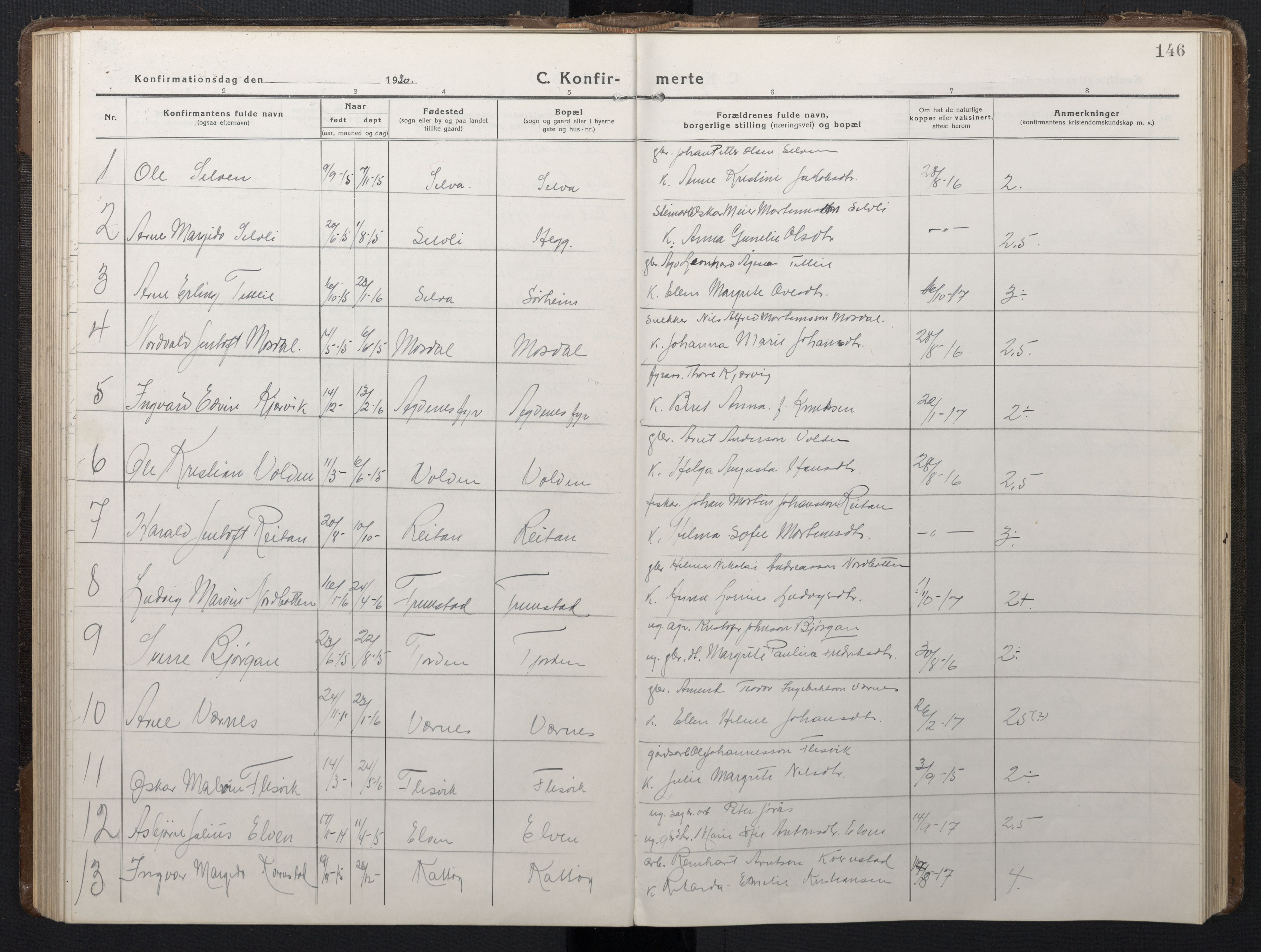 Ministerialprotokoller, klokkerbøker og fødselsregistre - Sør-Trøndelag, AV/SAT-A-1456/662/L0758: Klokkerbok nr. 662C03, 1918-1948, s. 146