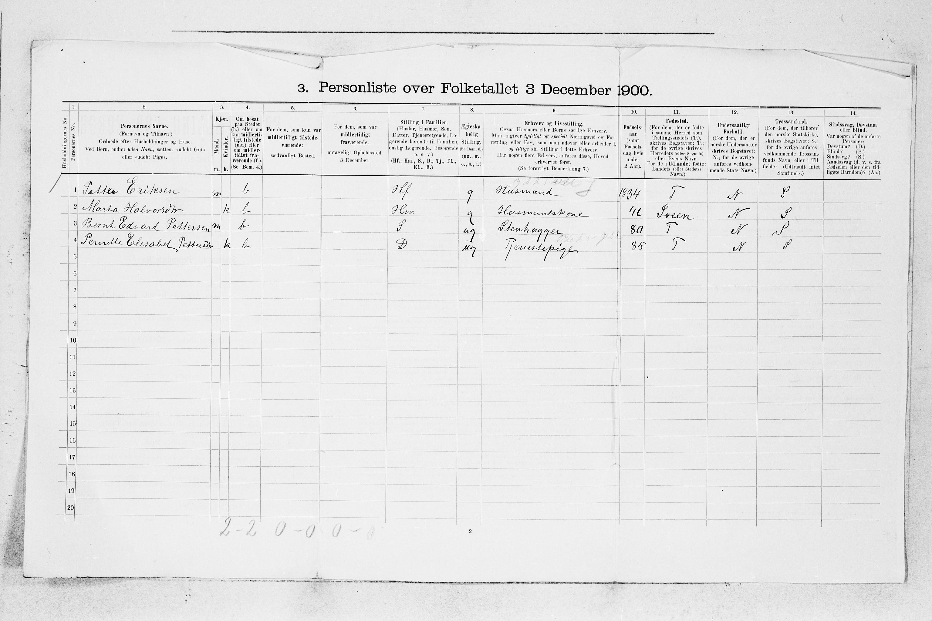 SAB, Folketelling 1900 for 1218 Finnås herred, 1900, s. 1608