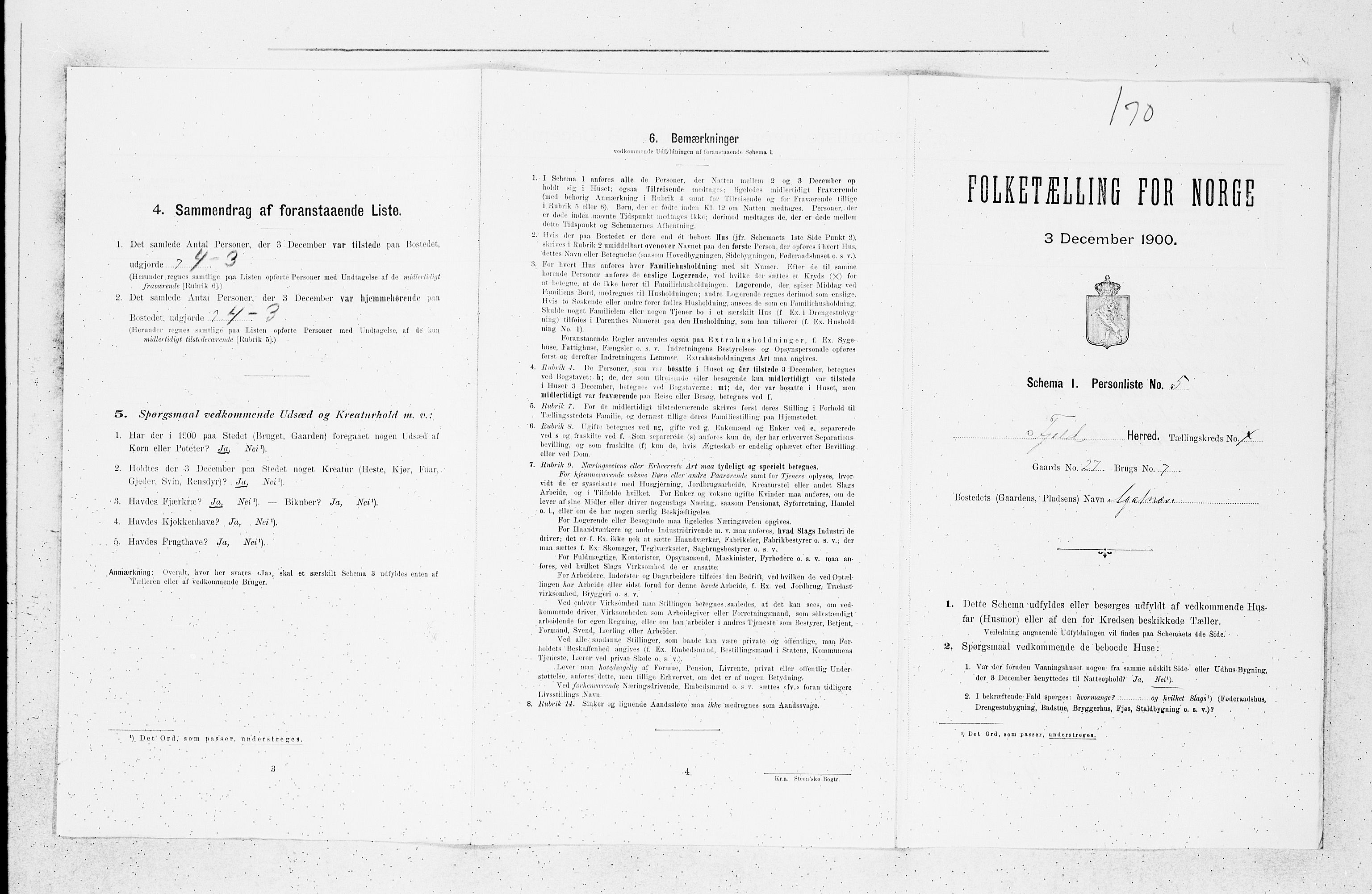 SAB, Folketelling 1900 for 1246 Fjell herred, 1900, s. 448