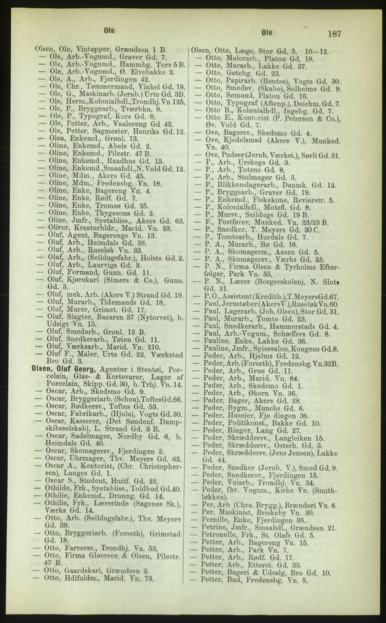 Kristiania/Oslo adressebok, PUBL/-, 1883, s. 187
