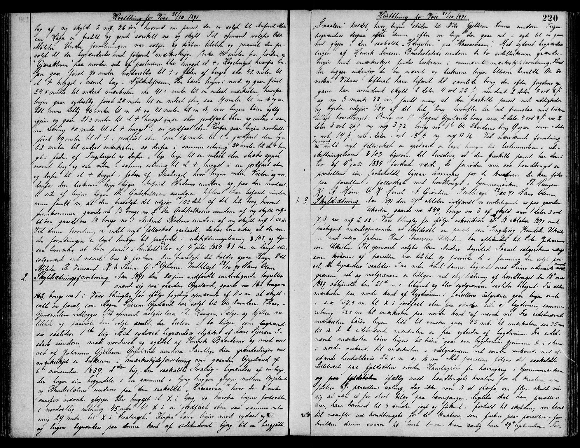 Hardanger og Voss sorenskriveri, SAB/A-2501/2/2B/2Bf/L0007: Pantebok nr. II.B.f.7, 1886-1893, s. 220