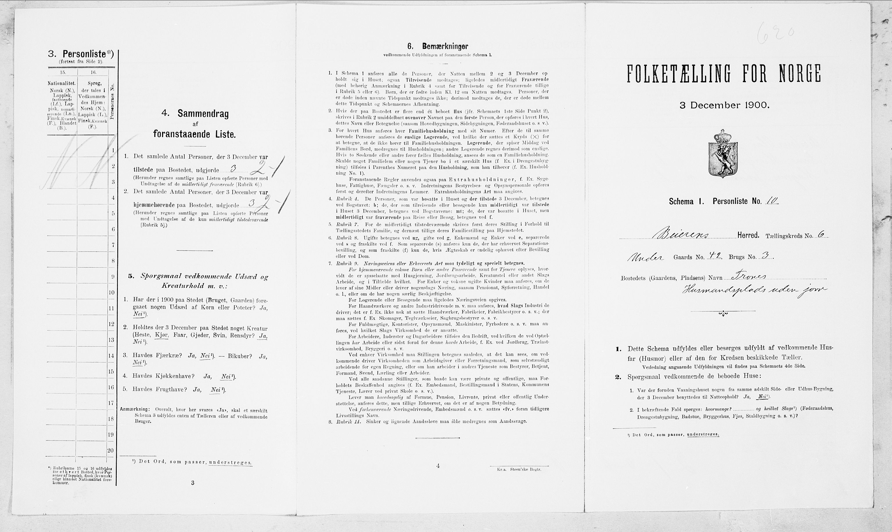 SAT, Folketelling 1900 for 1839 Beiarn herred, 1900, s. 454