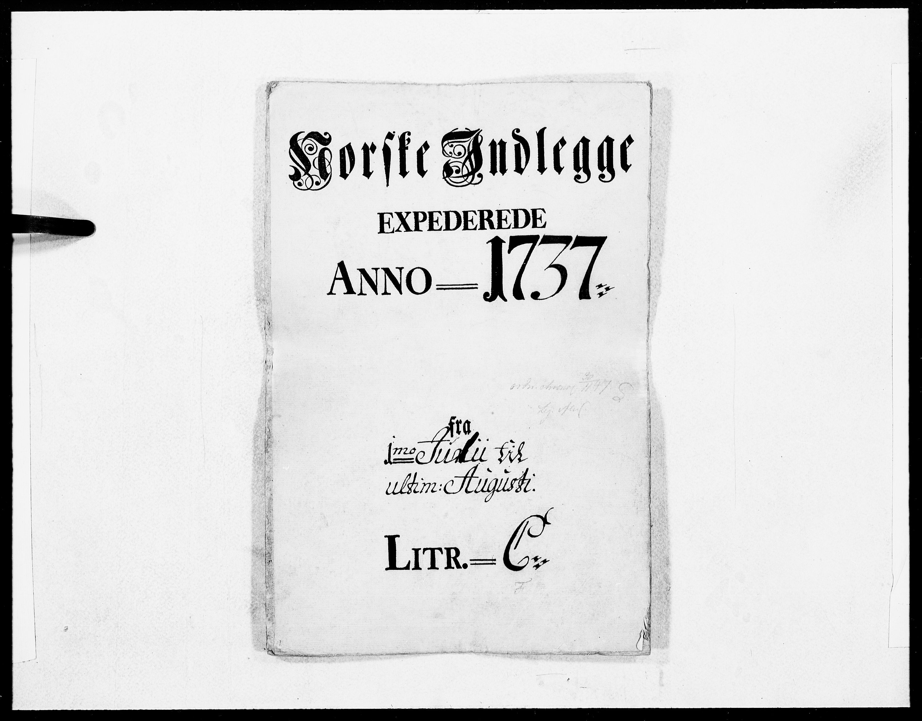 Danske Kanselli 1572-1799, RA/EA-3023/F/Fc/Fcc/Fcca/L0125: Norske innlegg 1572-1799, 1737, s. 1
