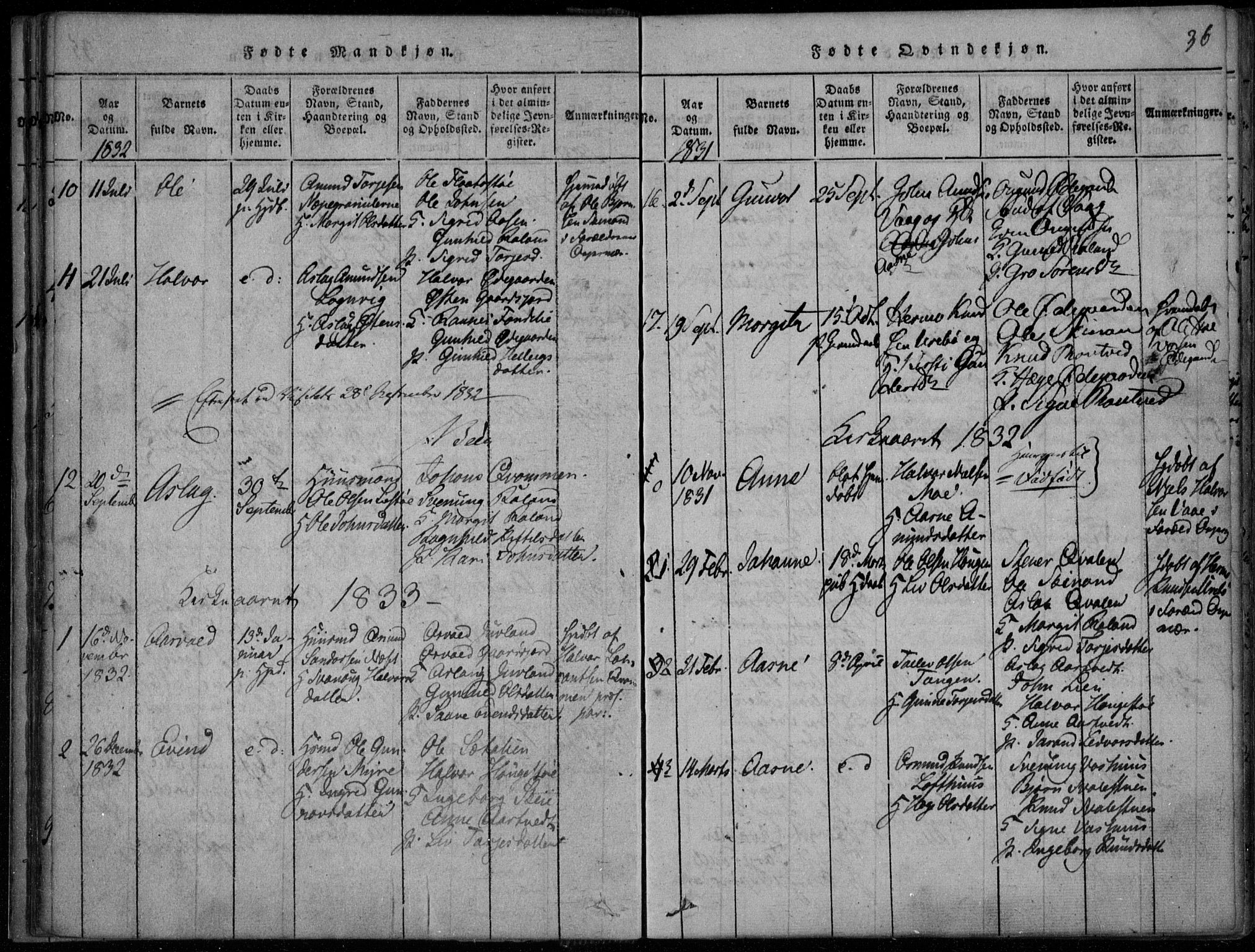 Rauland kirkebøker, AV/SAKO-A-292/F/Fa/L0001: Ministerialbok nr. I 1, 1814-1859, s. 36