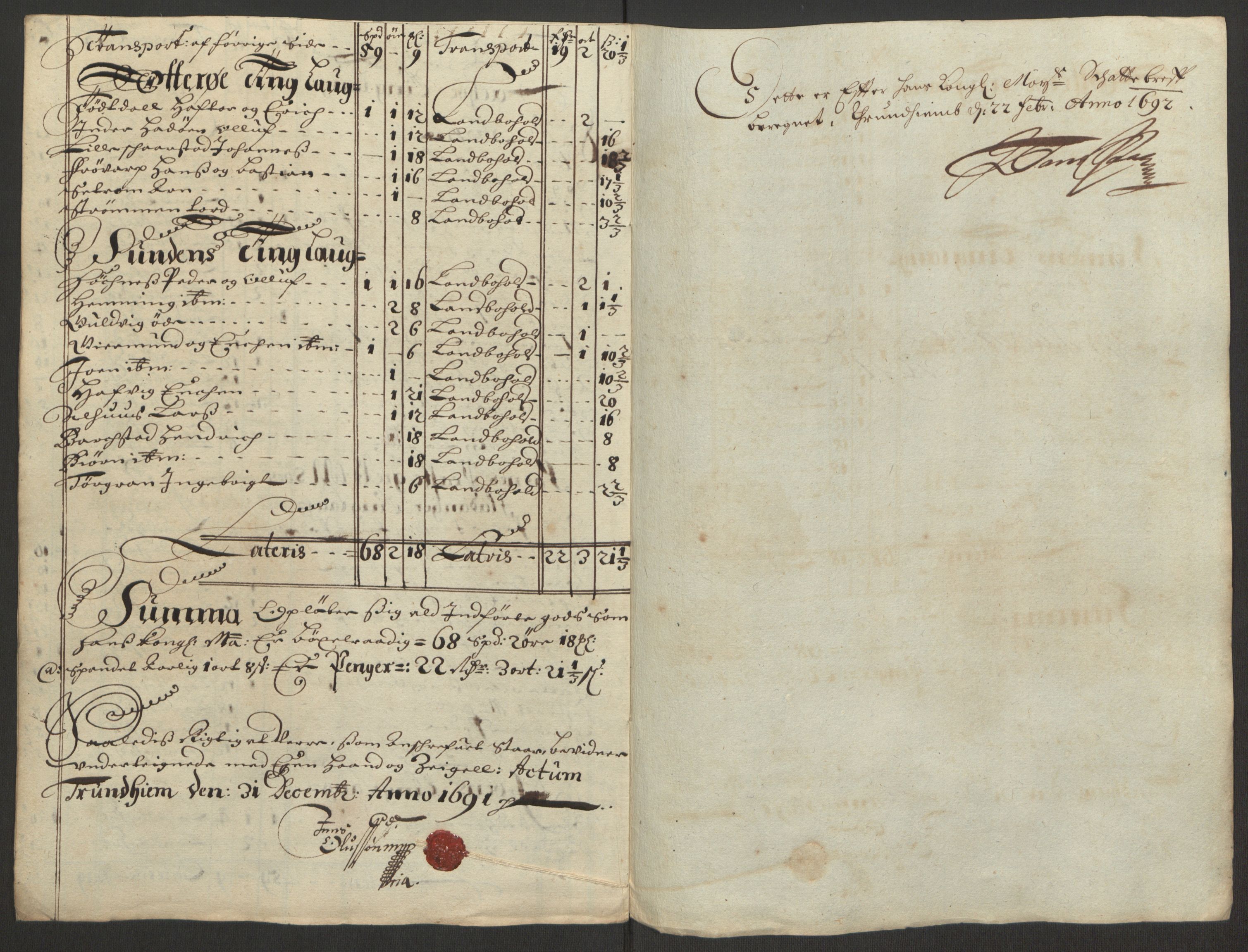 Rentekammeret inntil 1814, Reviderte regnskaper, Fogderegnskap, AV/RA-EA-4092/R64/L4423: Fogderegnskap Namdal, 1690-1691, s. 294