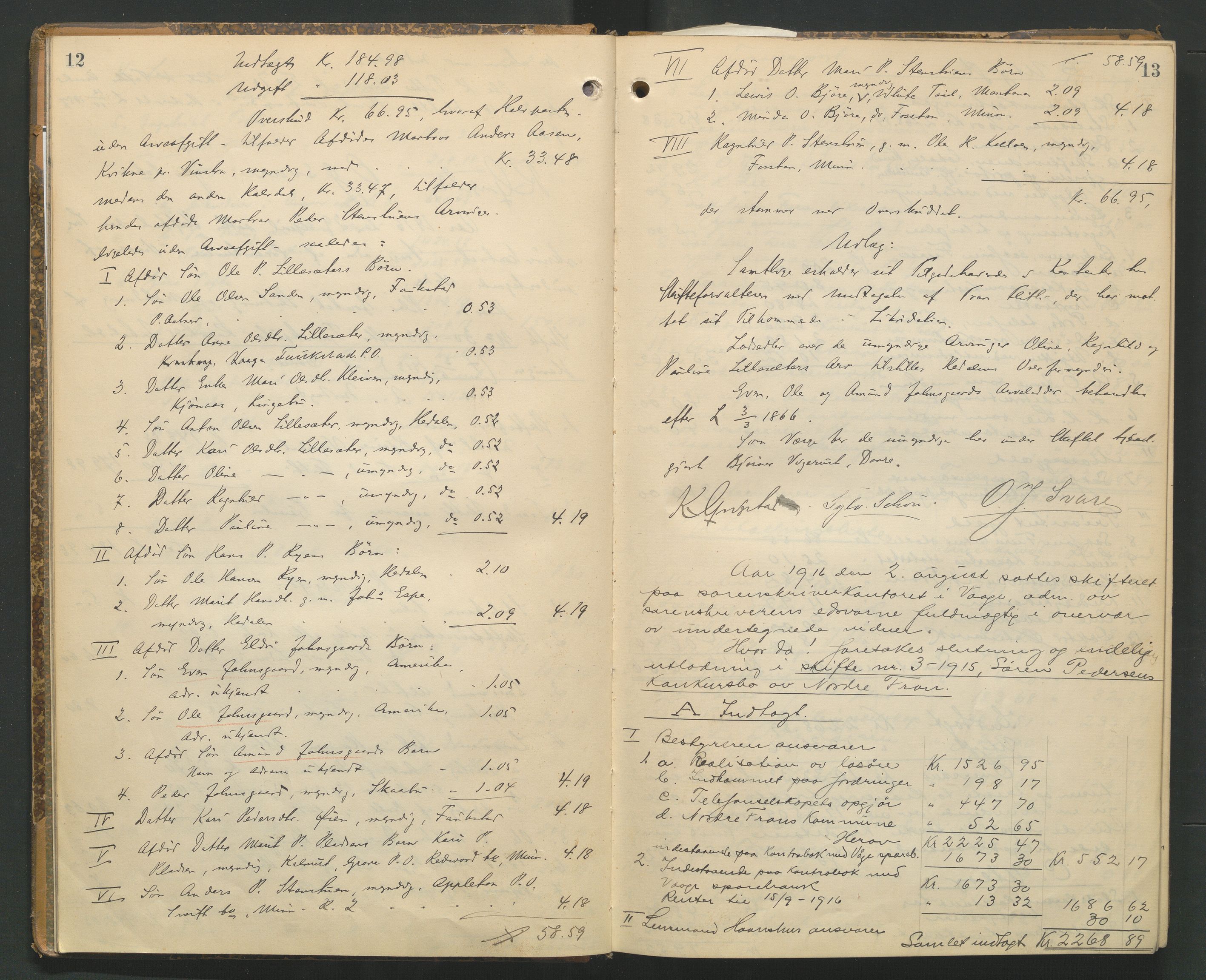 Nord-Gudbrandsdal tingrett, AV/SAH-TING-002/J/Jd/L0005: Skifteutlodningsprotokoll, 1916-1923, s. 12-13
