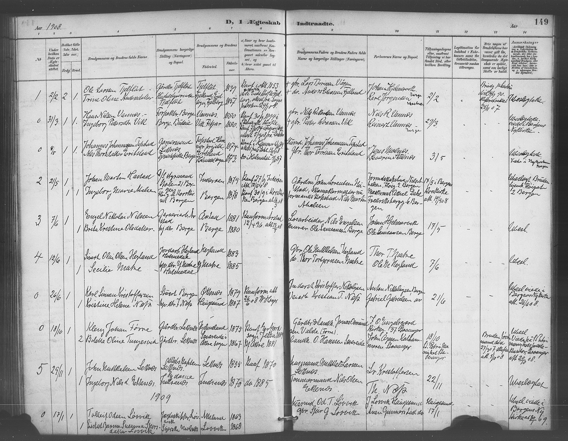 Skånevik sokneprestembete, AV/SAB-A-77801/H/Hab: Klokkerbok nr. A 2, 1888-1924, s. 149