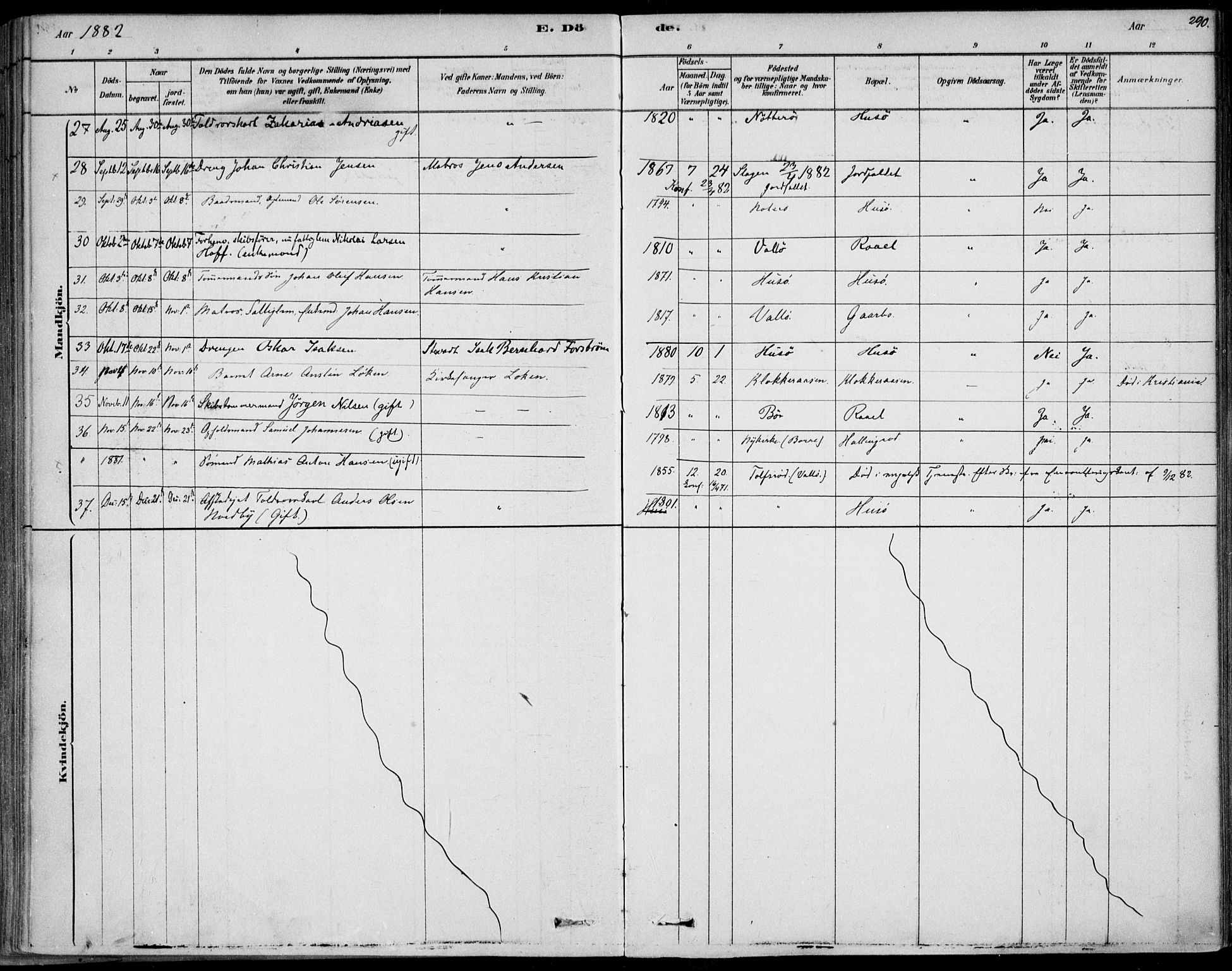 Sem kirkebøker, AV/SAKO-A-5/F/Fb/L0004: Ministerialbok nr. II 4, 1878-1891, s. 290