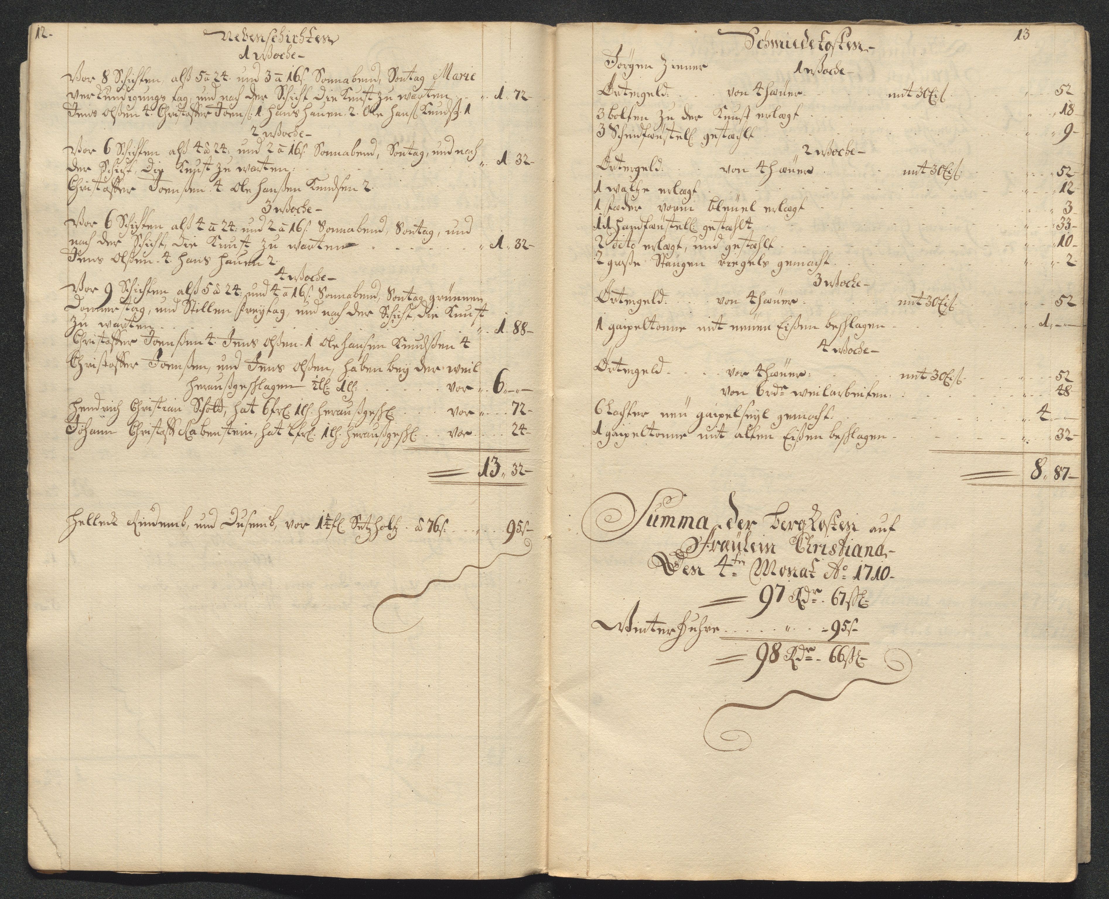 Kongsberg Sølvverk 1623-1816, AV/SAKO-EA-3135/001/D/Dc/Dcd/L0099: Utgiftsregnskap for gruver m.m., 1710, s. 150