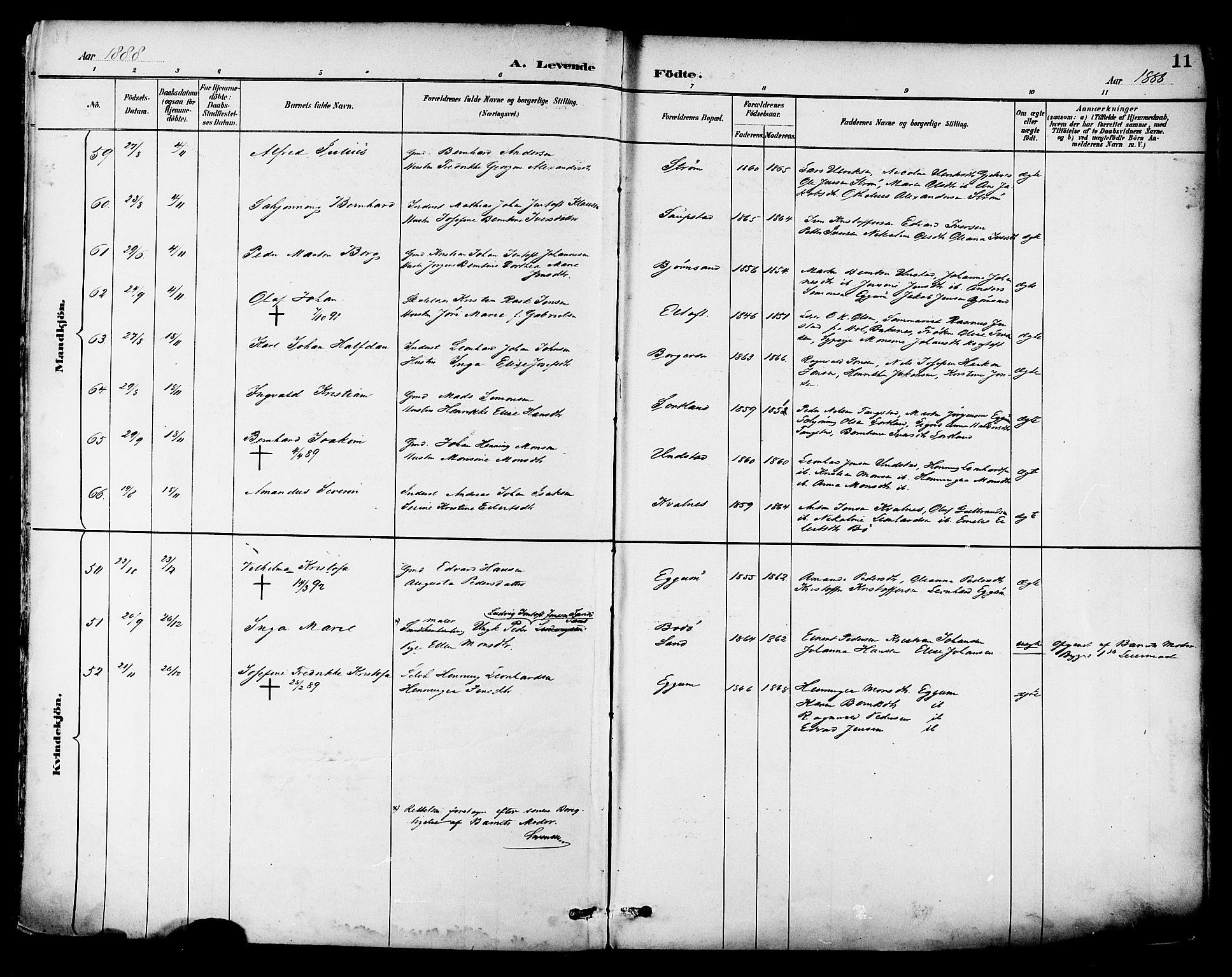 Ministerialprotokoller, klokkerbøker og fødselsregistre - Nordland, SAT/A-1459/880/L1133: Ministerialbok nr. 880A07, 1888-1898, s. 11
