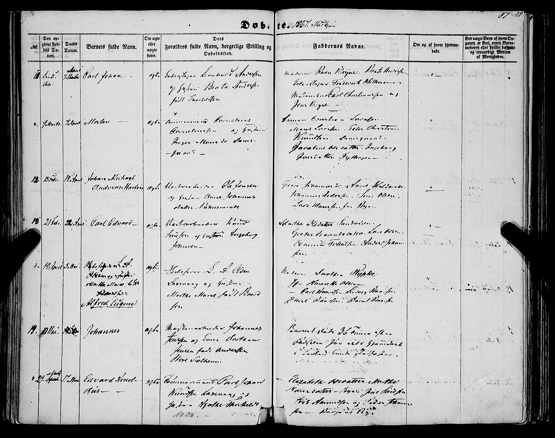 St. Jørgens hospital og Årstad sokneprestembete, AV/SAB-A-99934: Ministerialbok nr. A 5, 1857-1869, s. 87