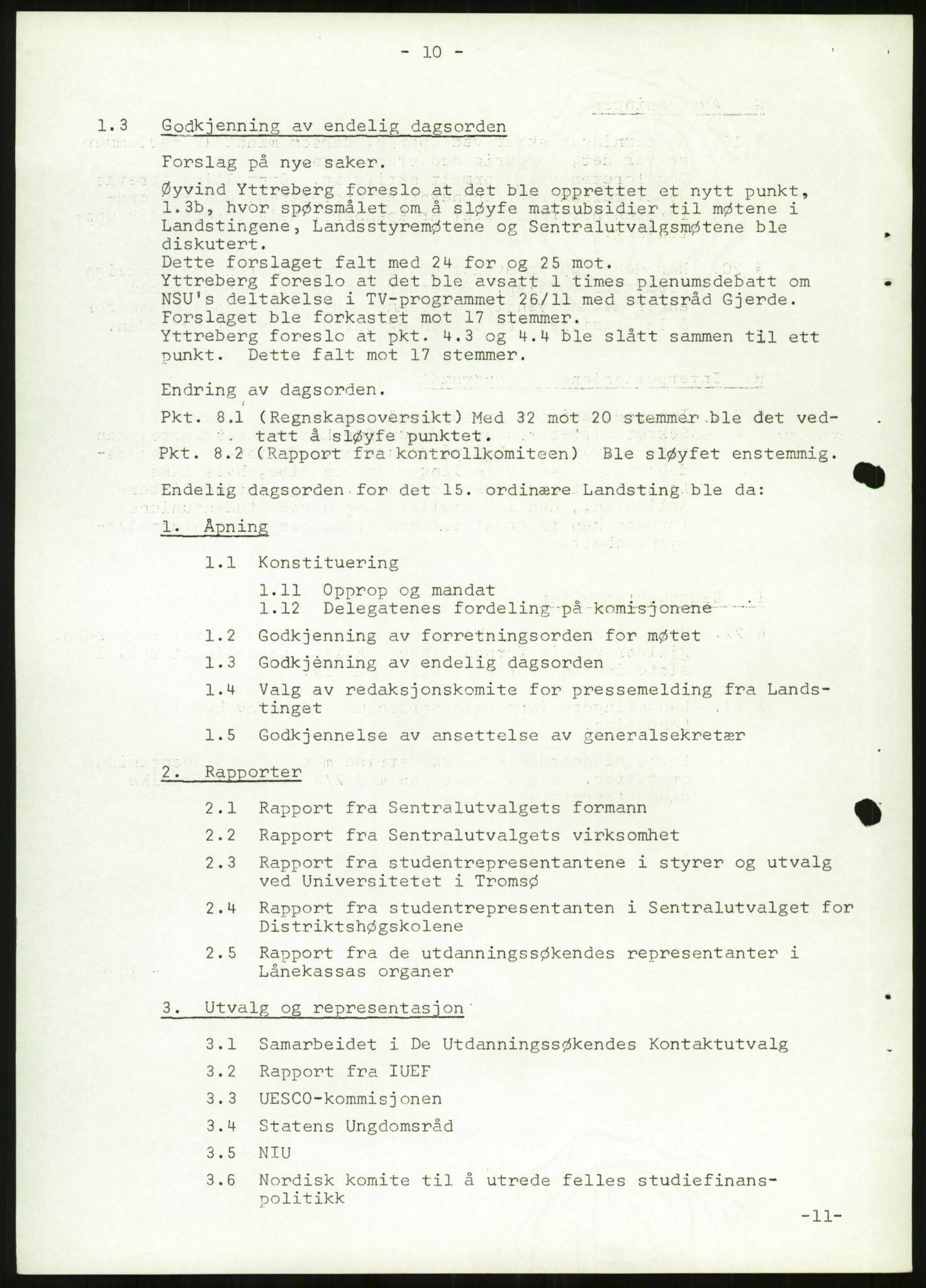 Norsk Studentunion, AV/RA-PA-0794/Fg/L0067: Landstinget, 1968-1979