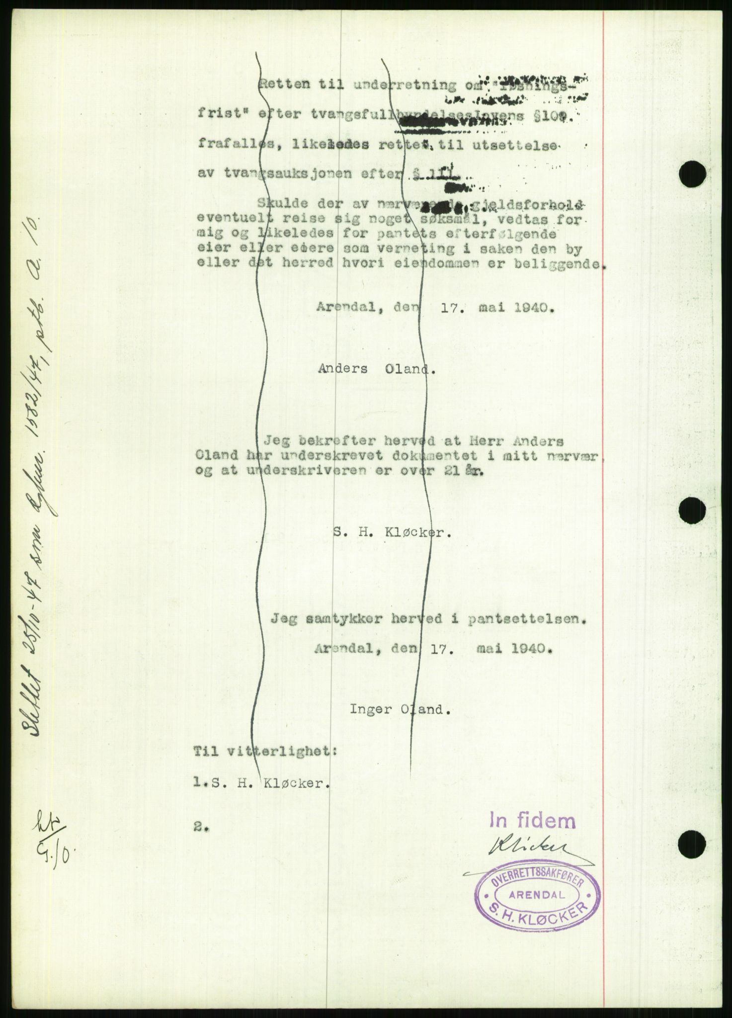 Nedenes sorenskriveri, AV/SAK-1221-0006/G/Gb/Gbb/L0001: Pantebok nr. I, 1939-1942, Dagboknr: 350/1940