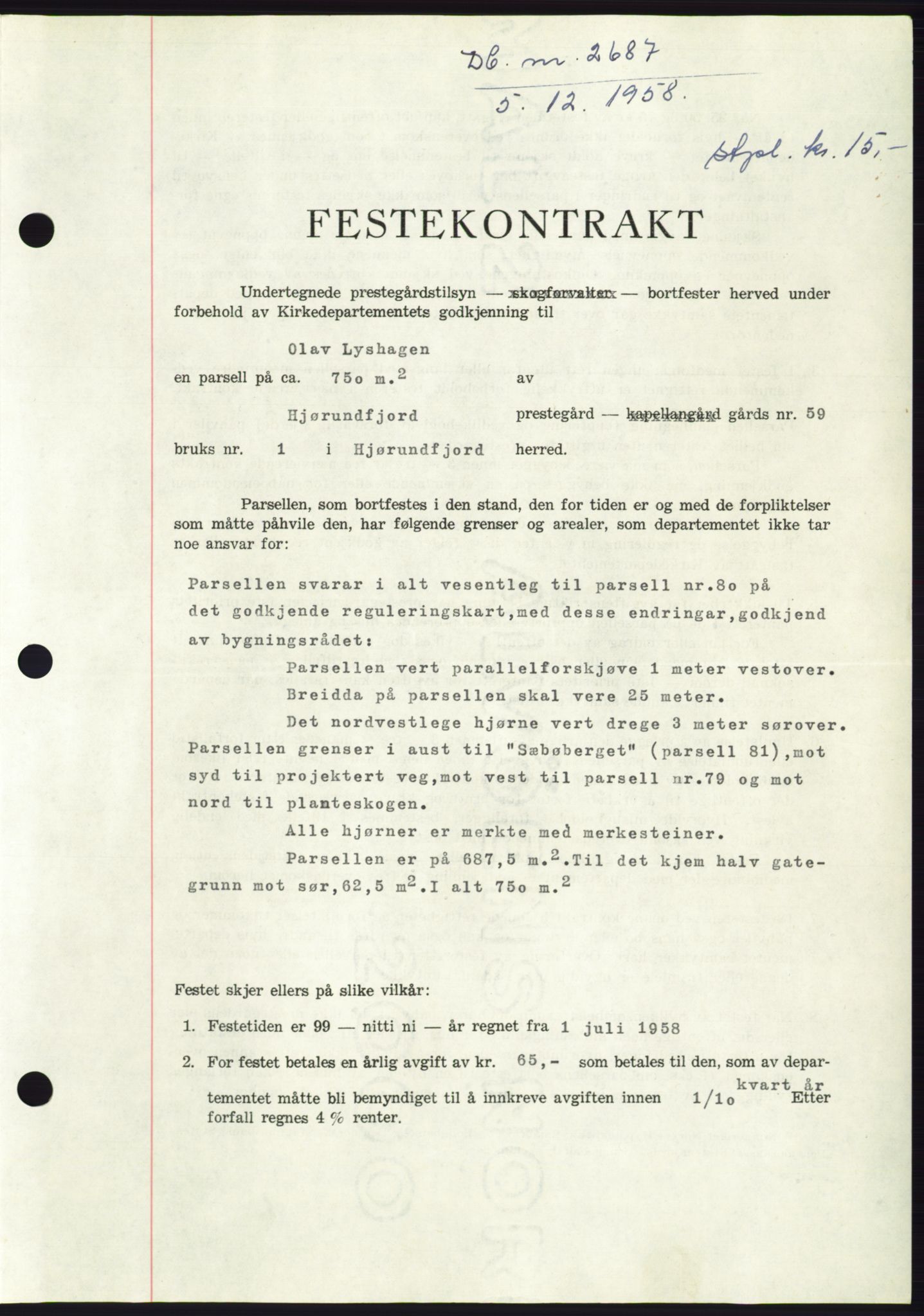 Søre Sunnmøre sorenskriveri, SAT/A-4122/1/2/2C/L0111: Pantebok nr. 37A, 1958-1959, Dagboknr: 2687/1958
