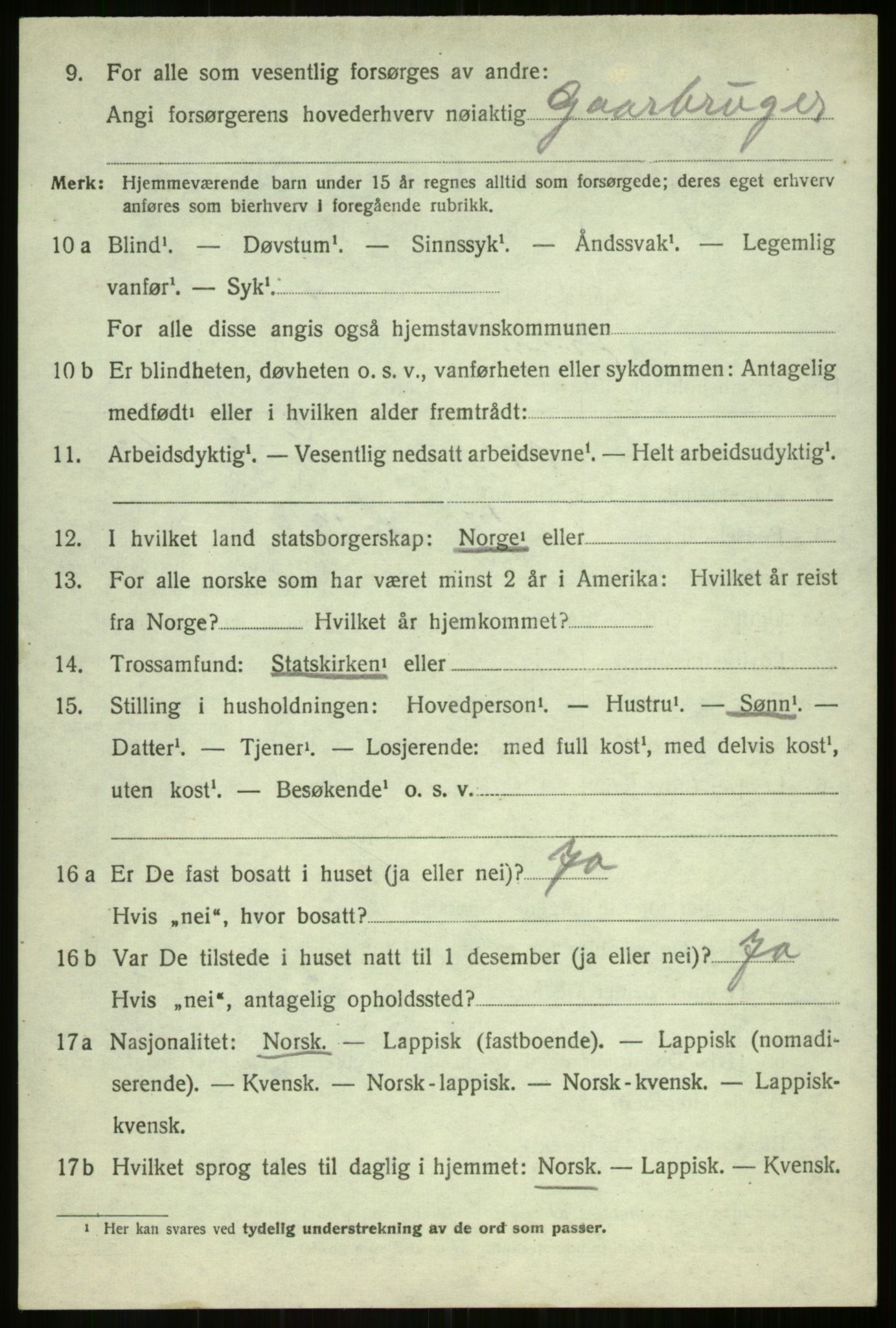 SATØ, Folketelling 1920 for 1933 Balsfjord herred, 1920, s. 3867